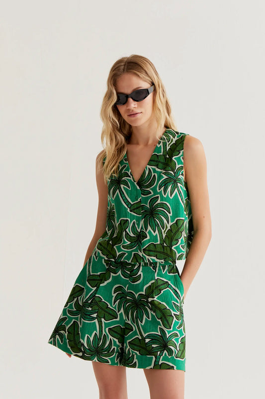 Gilet con stampa di palme