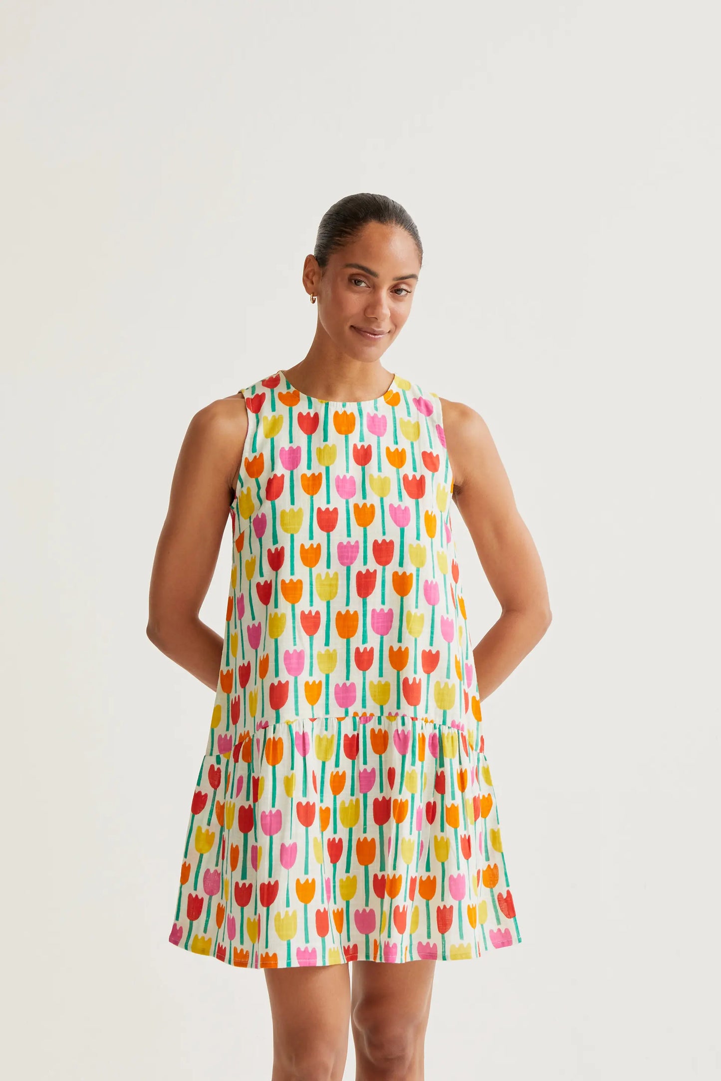 Tulip print short dress