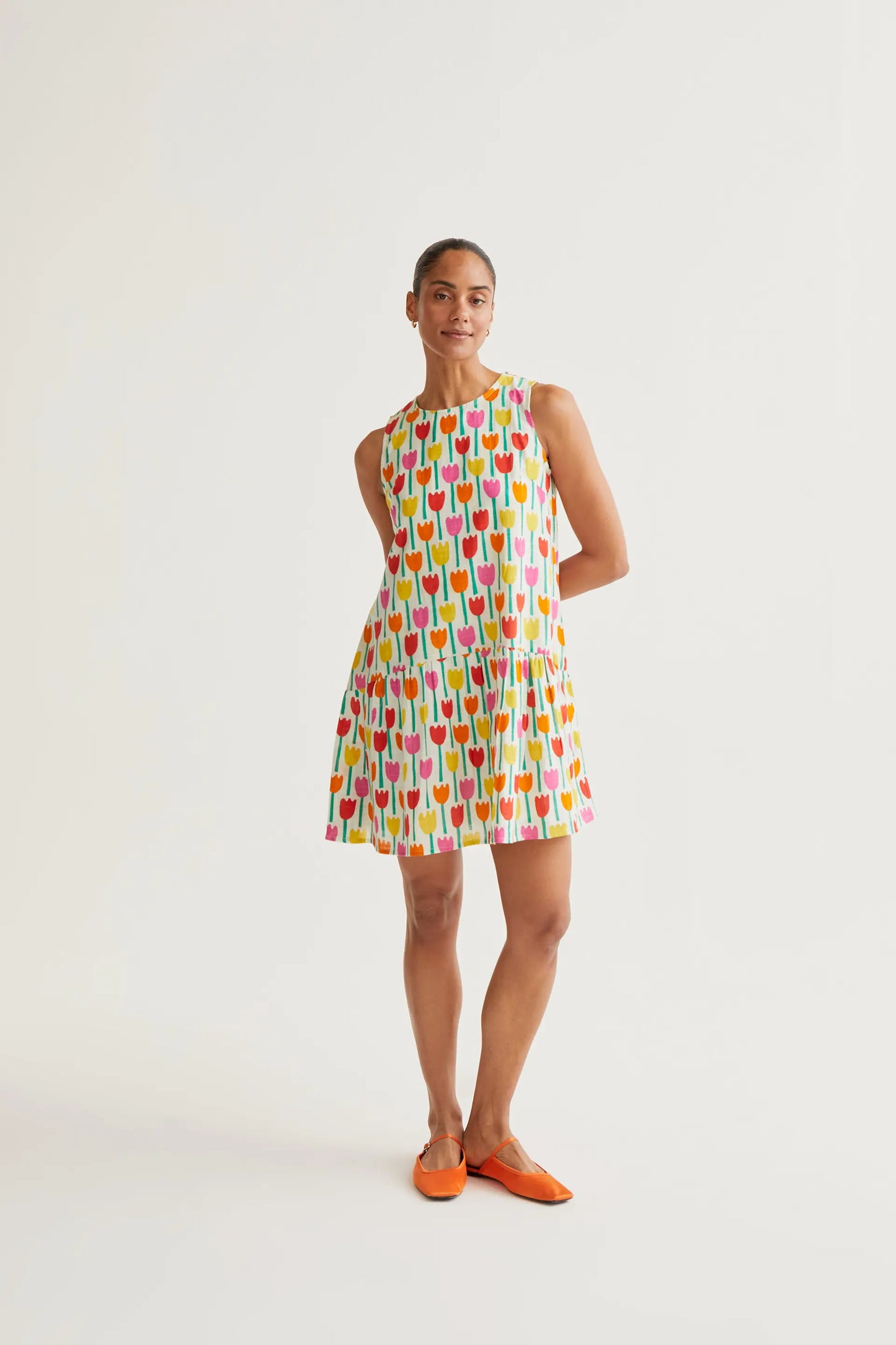 Tulip print short dress