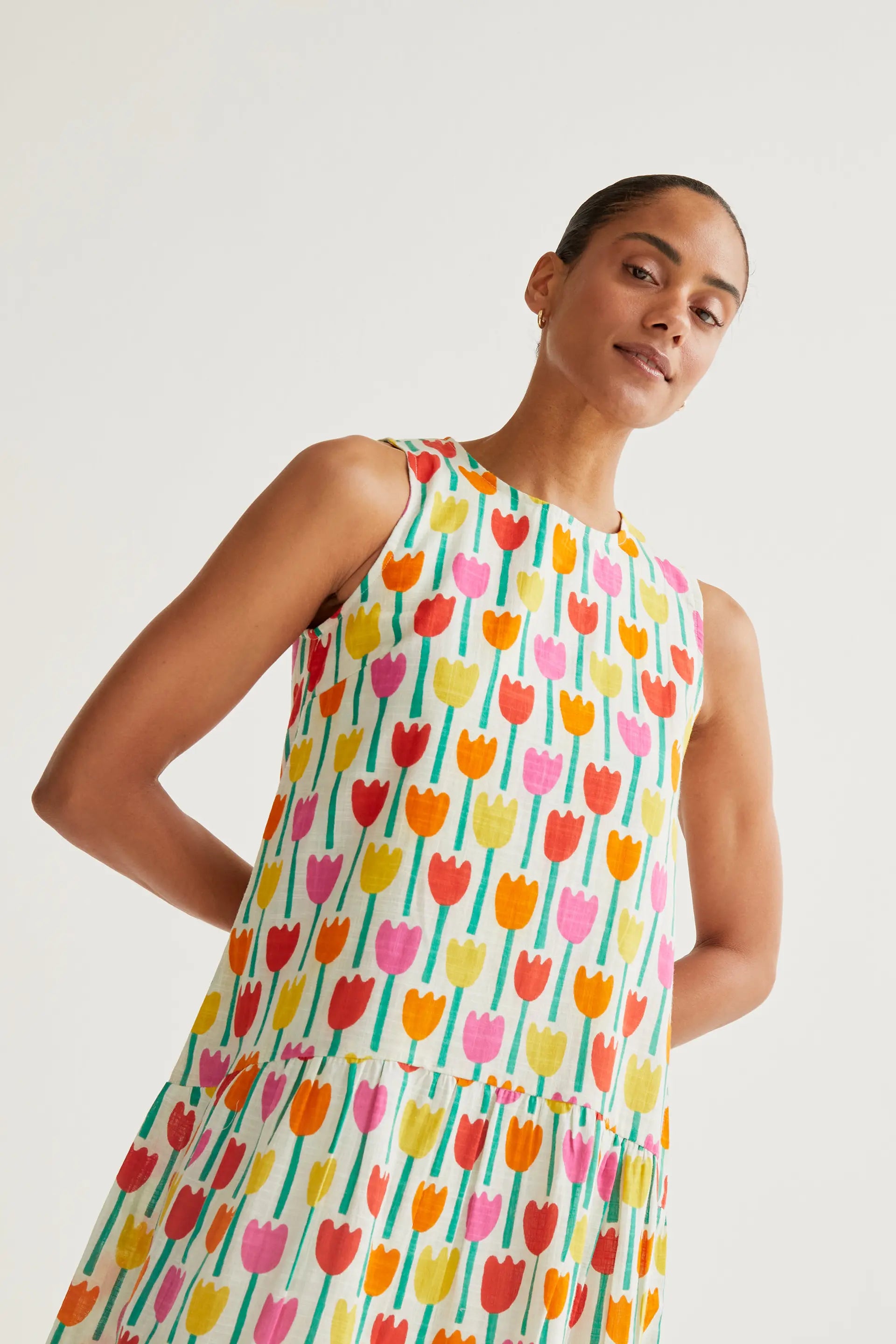 short tulip dress Tulip Cuff Back Tie Dress