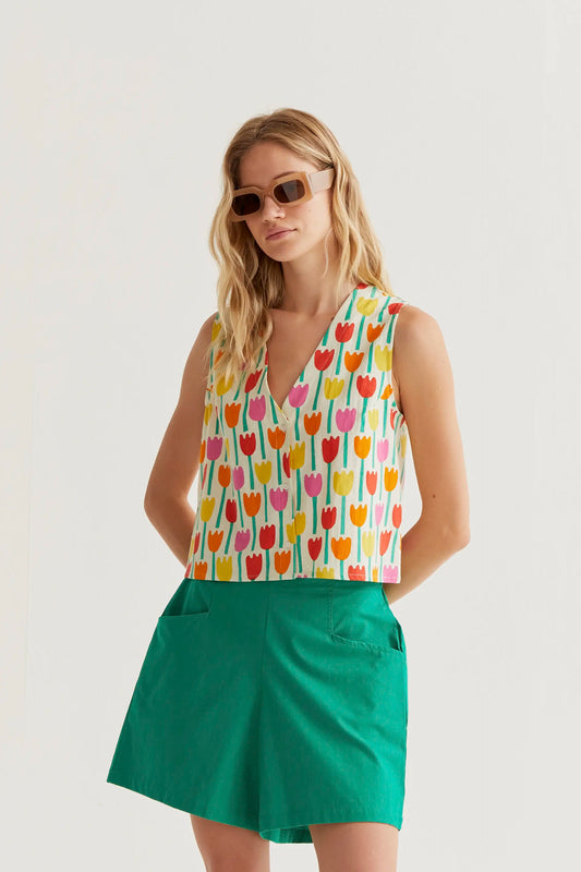 Tulip print vest