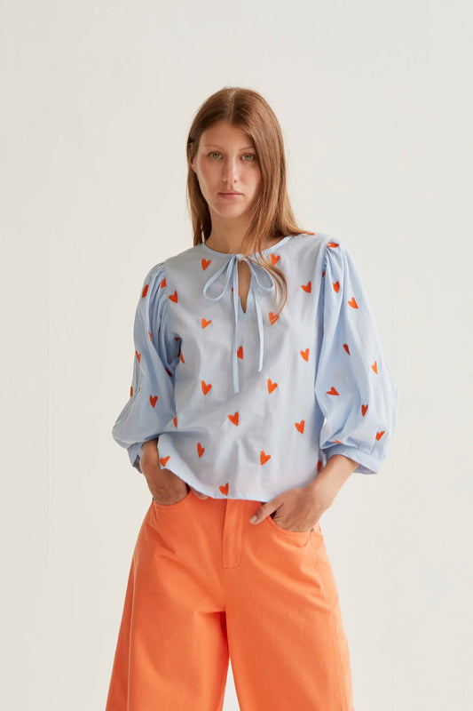 Top with embroidered hearts