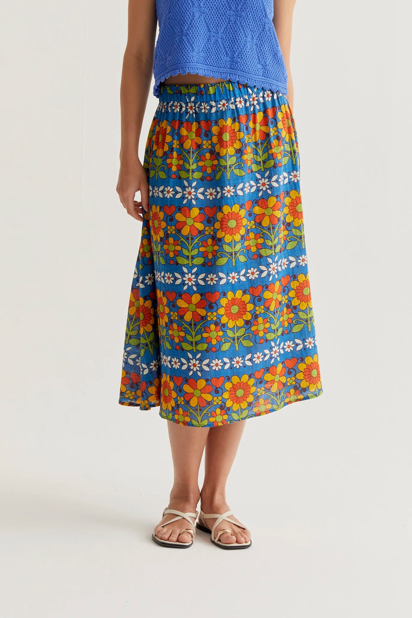 Garden print midi skirt