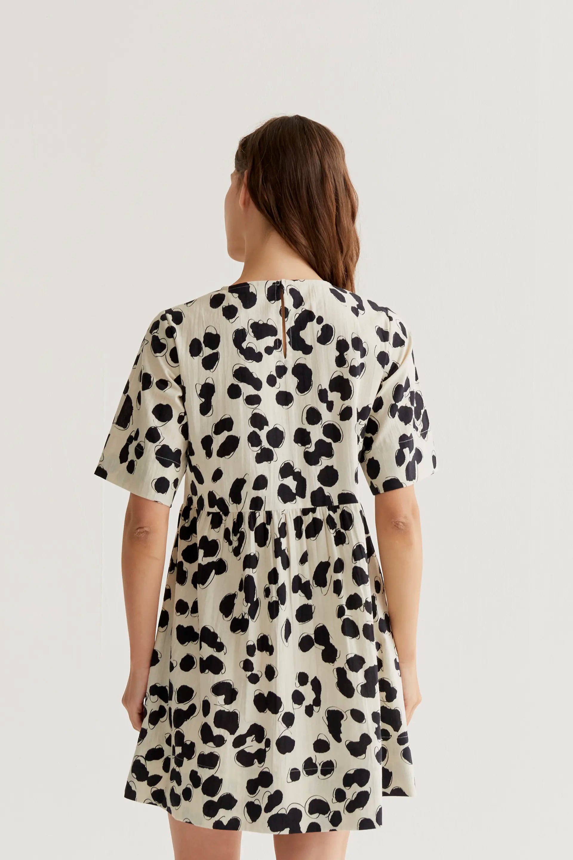 dalmatian print mini dress Cruel Intentions One-Shoulder Pleated Waist Dress Dalmatian Print Blue