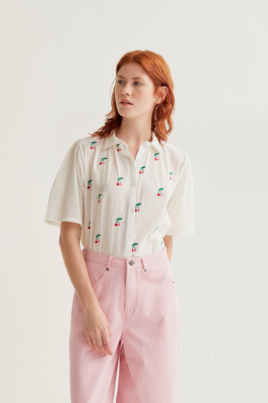 Shirt with White Cherries print