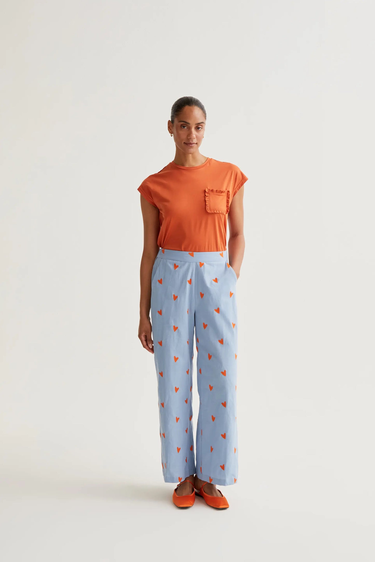 Hearts print trousers