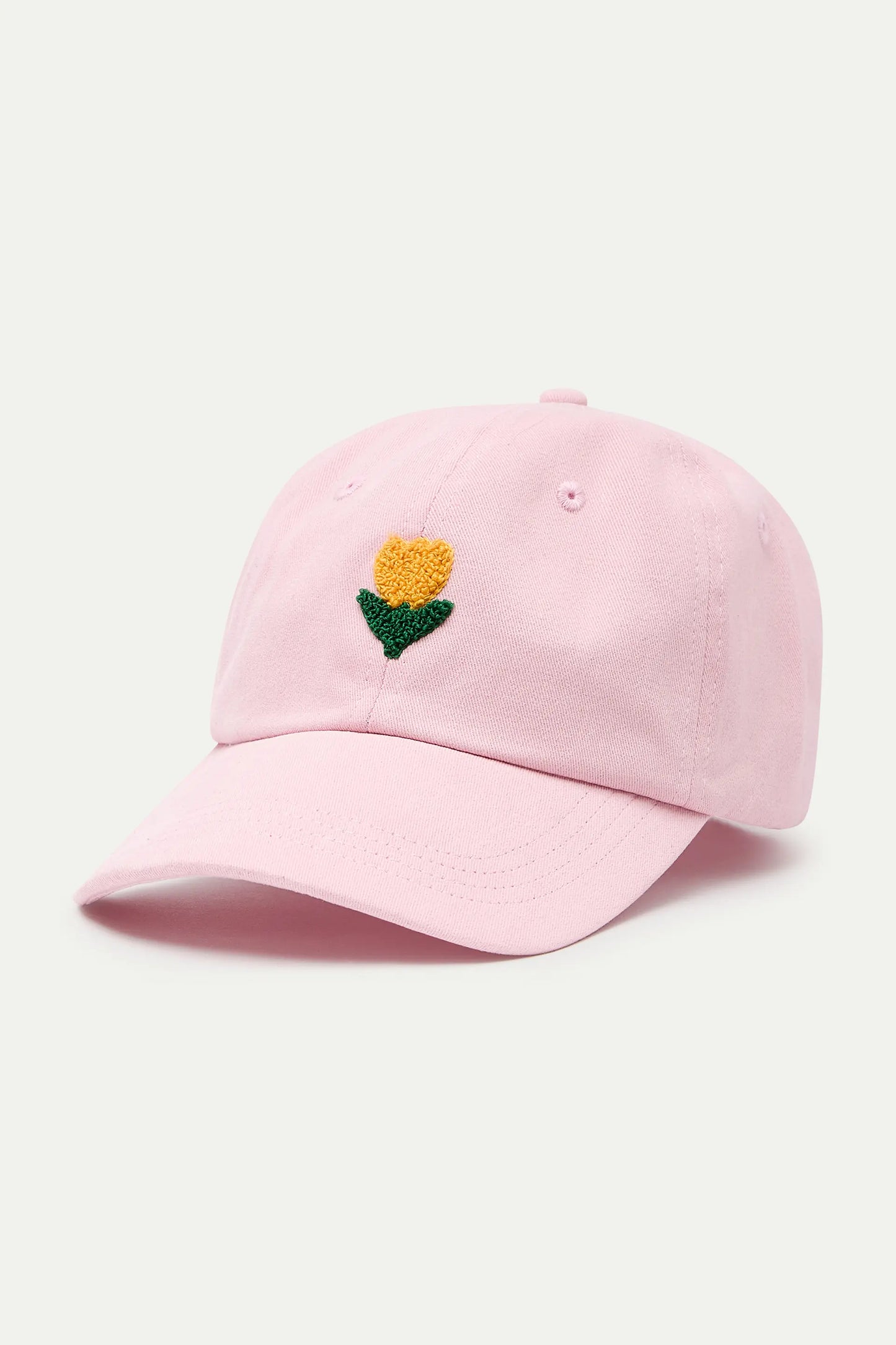 Gorra rosa con bordado de tulipán