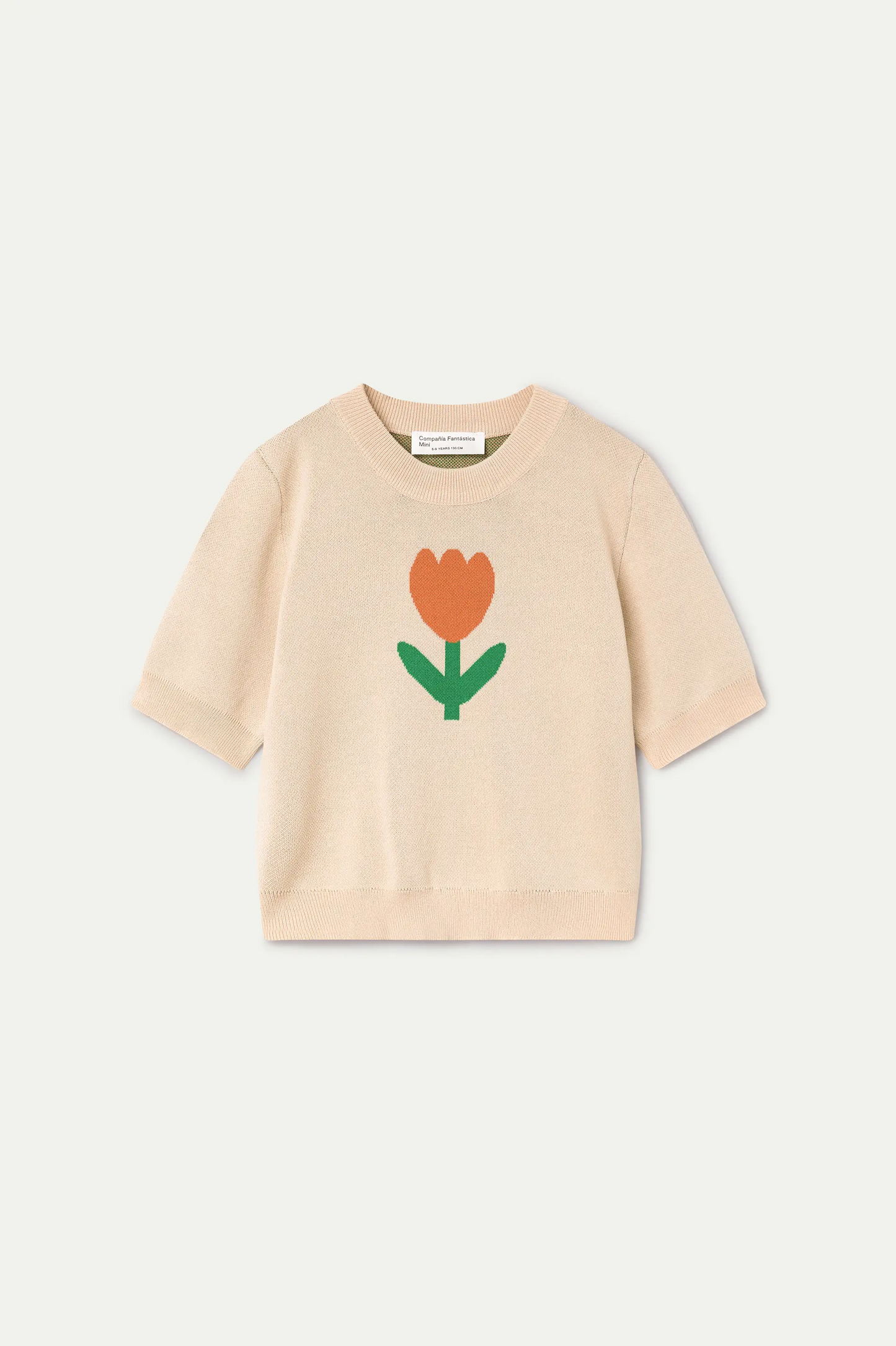 Maglione lavorato a maglia per bambina con stampa Big Tulip