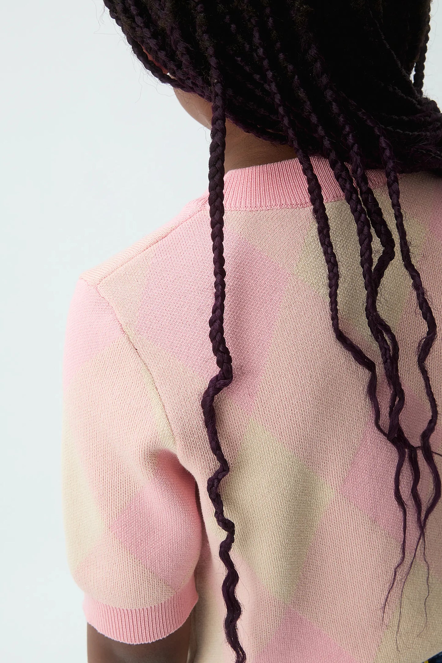 Maglione in maglia jacquard con diamanti rosa per bambina