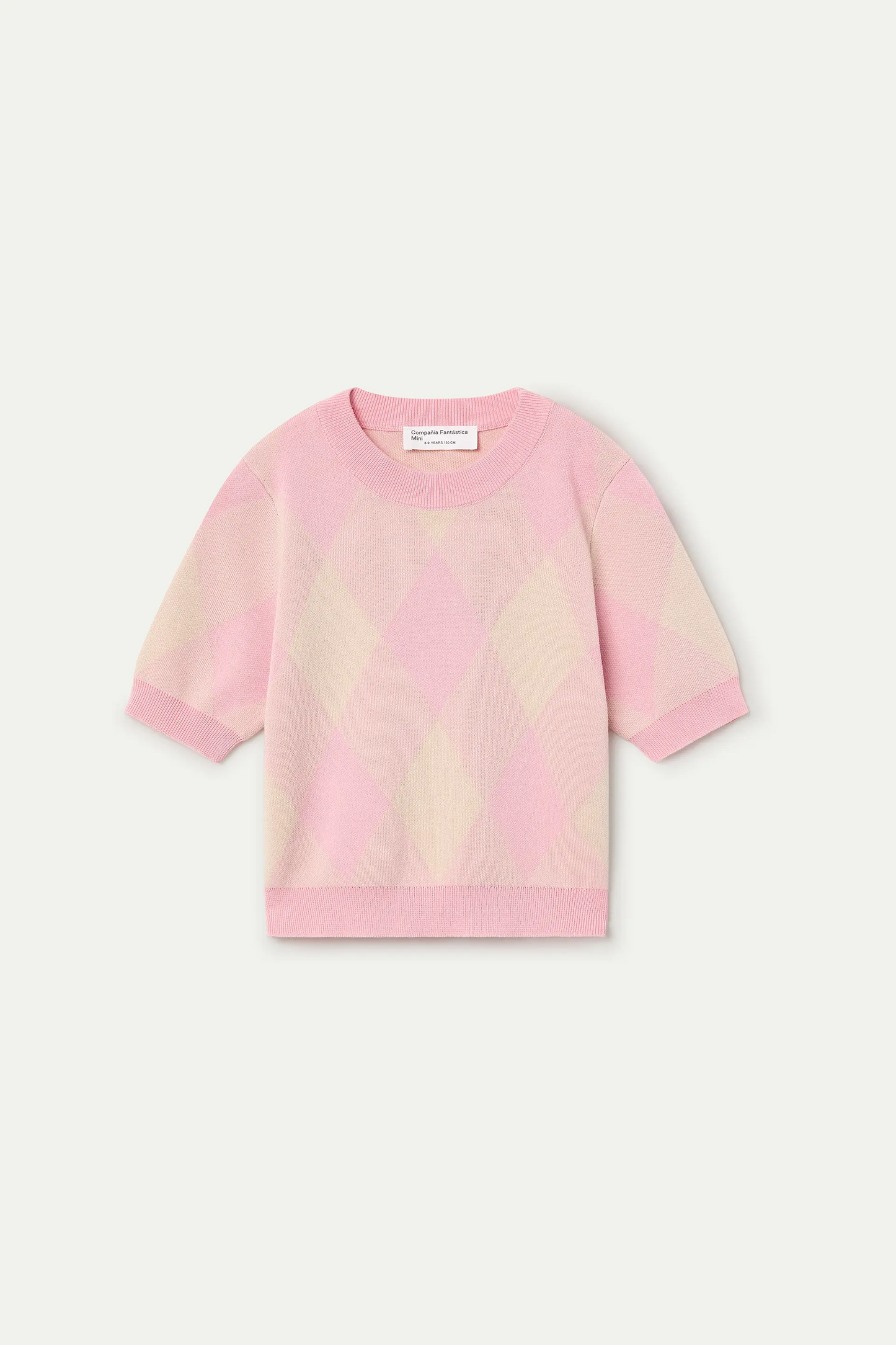 Maglione in maglia jacquard con diamanti rosa per bambina