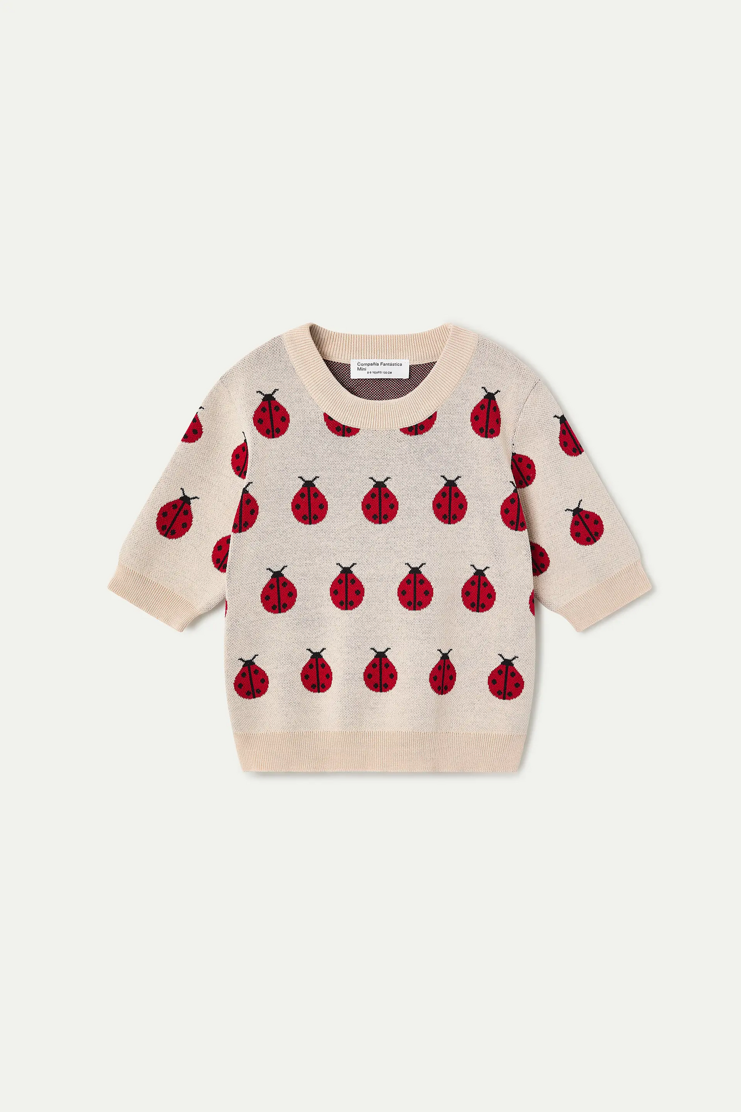 Girl's knitted sweater with Red Ladybug print