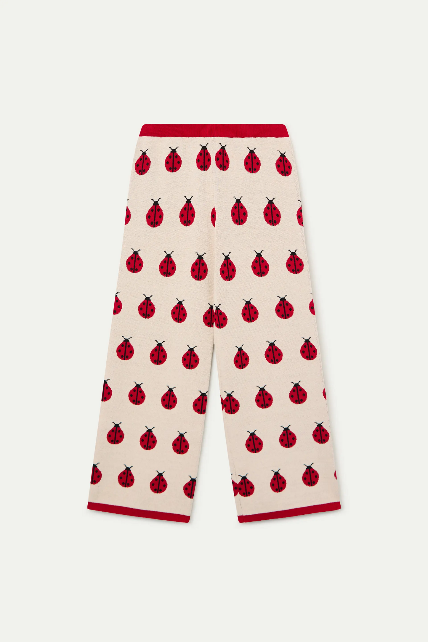 Pantaloni da bambina in maglia jacquard con stampa Red Coccinella