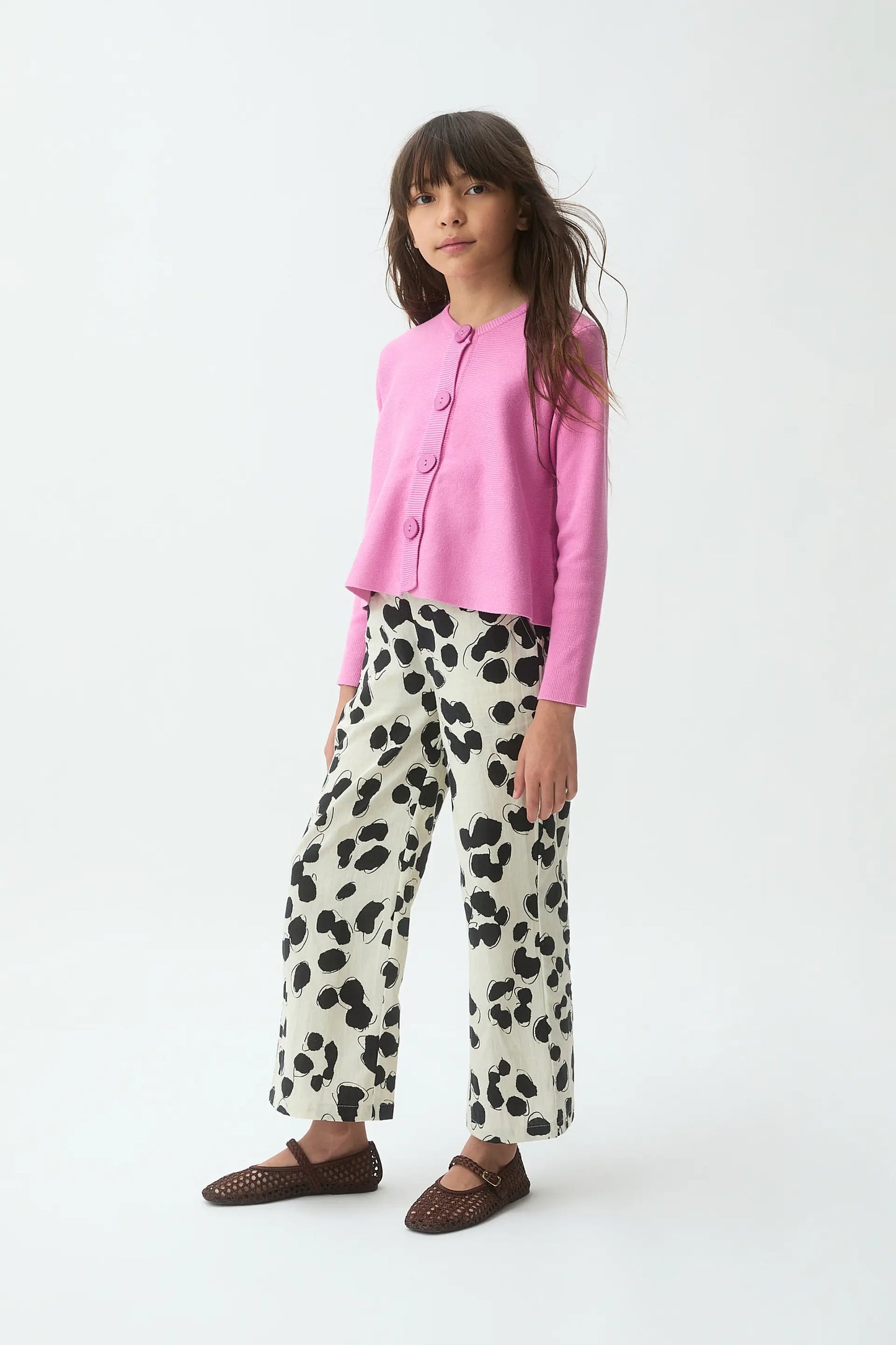 Cárdigan de niña punto rosado