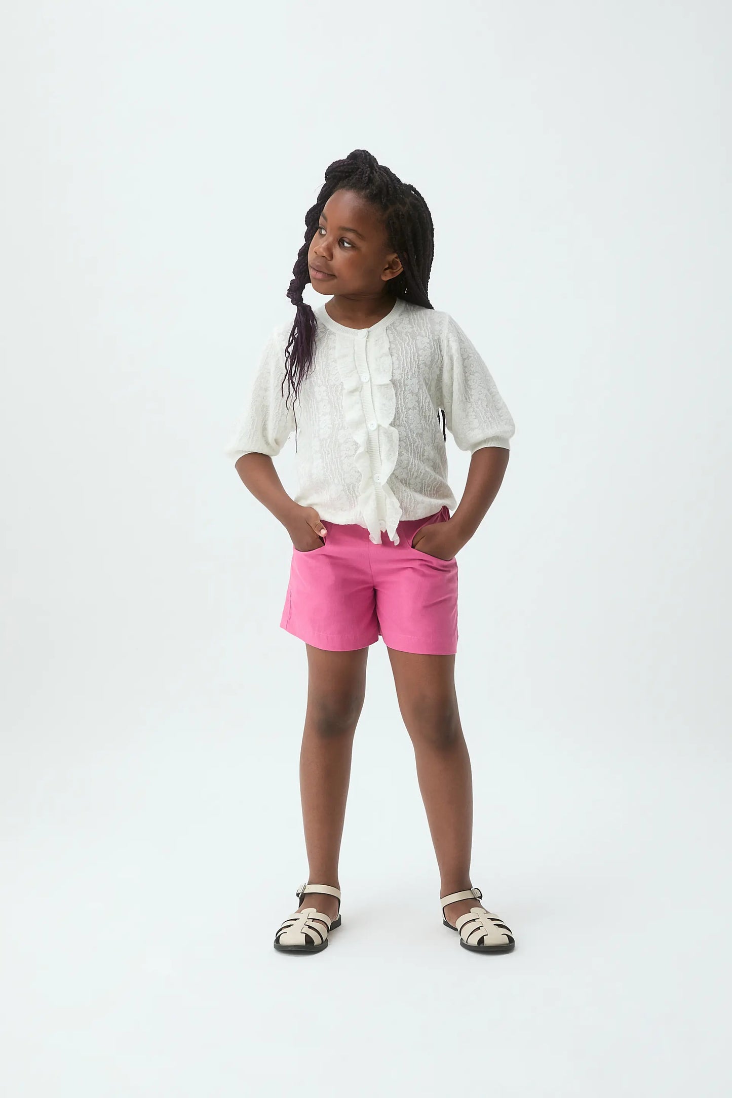 Cárdigan de niña punto blanco