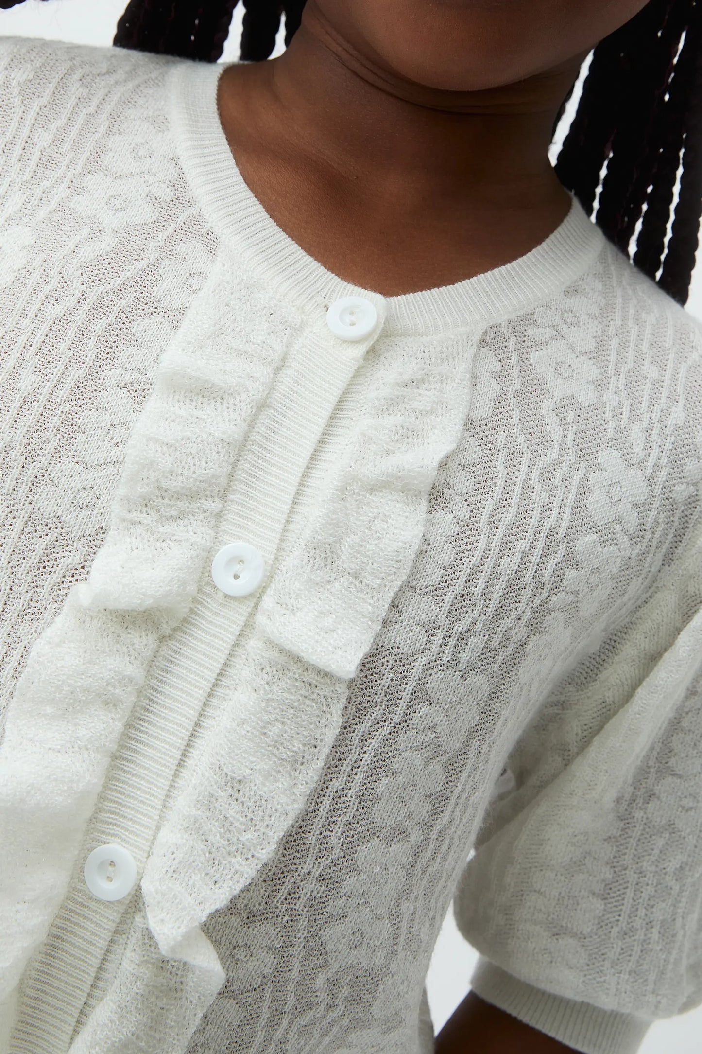 Cárdigan de niña punto blanco
