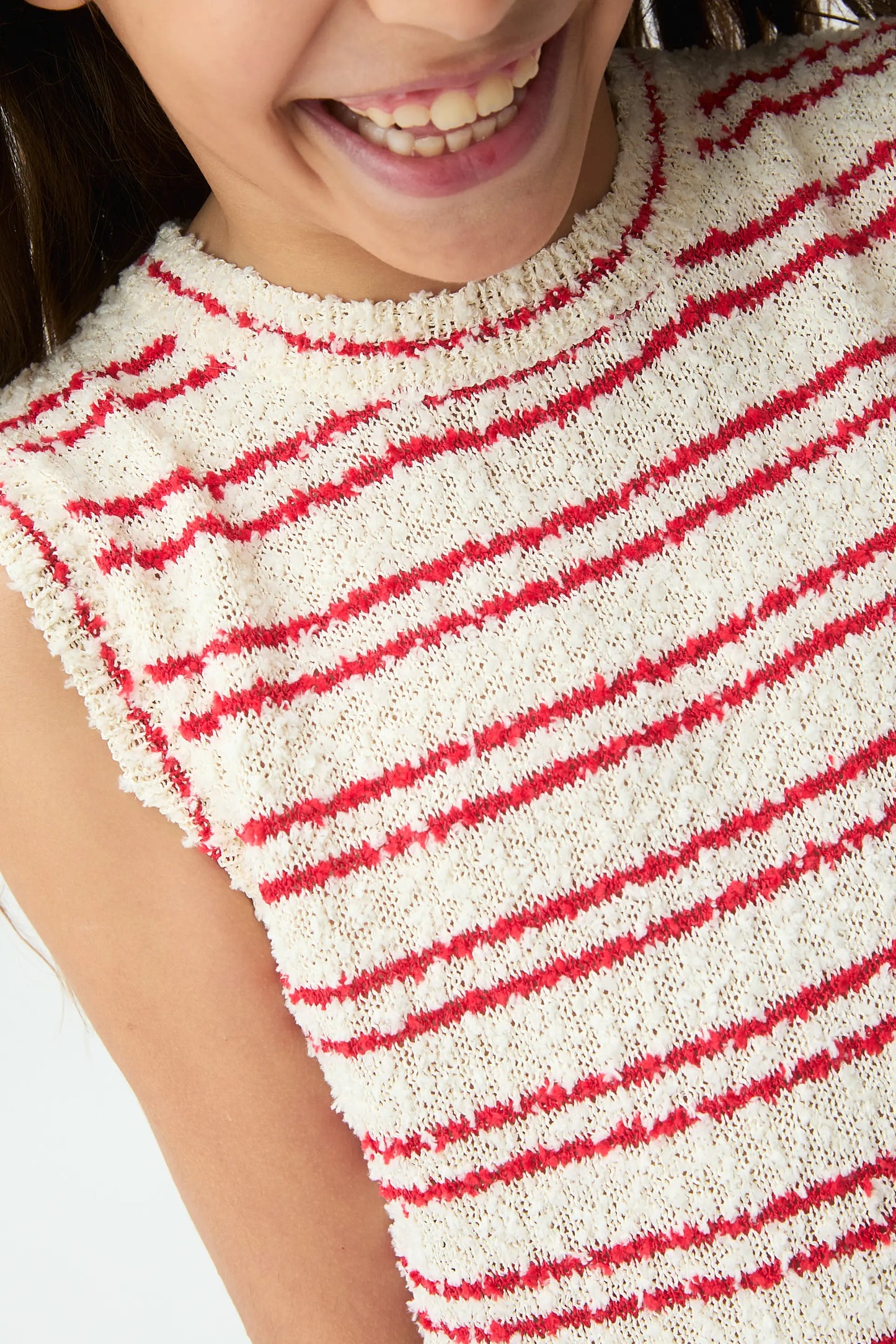 Top de niña con estampado de  rayas blanco y rojo