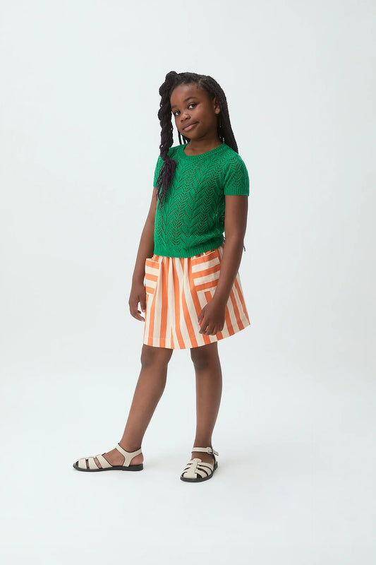 Girl's sweater with green embroidery