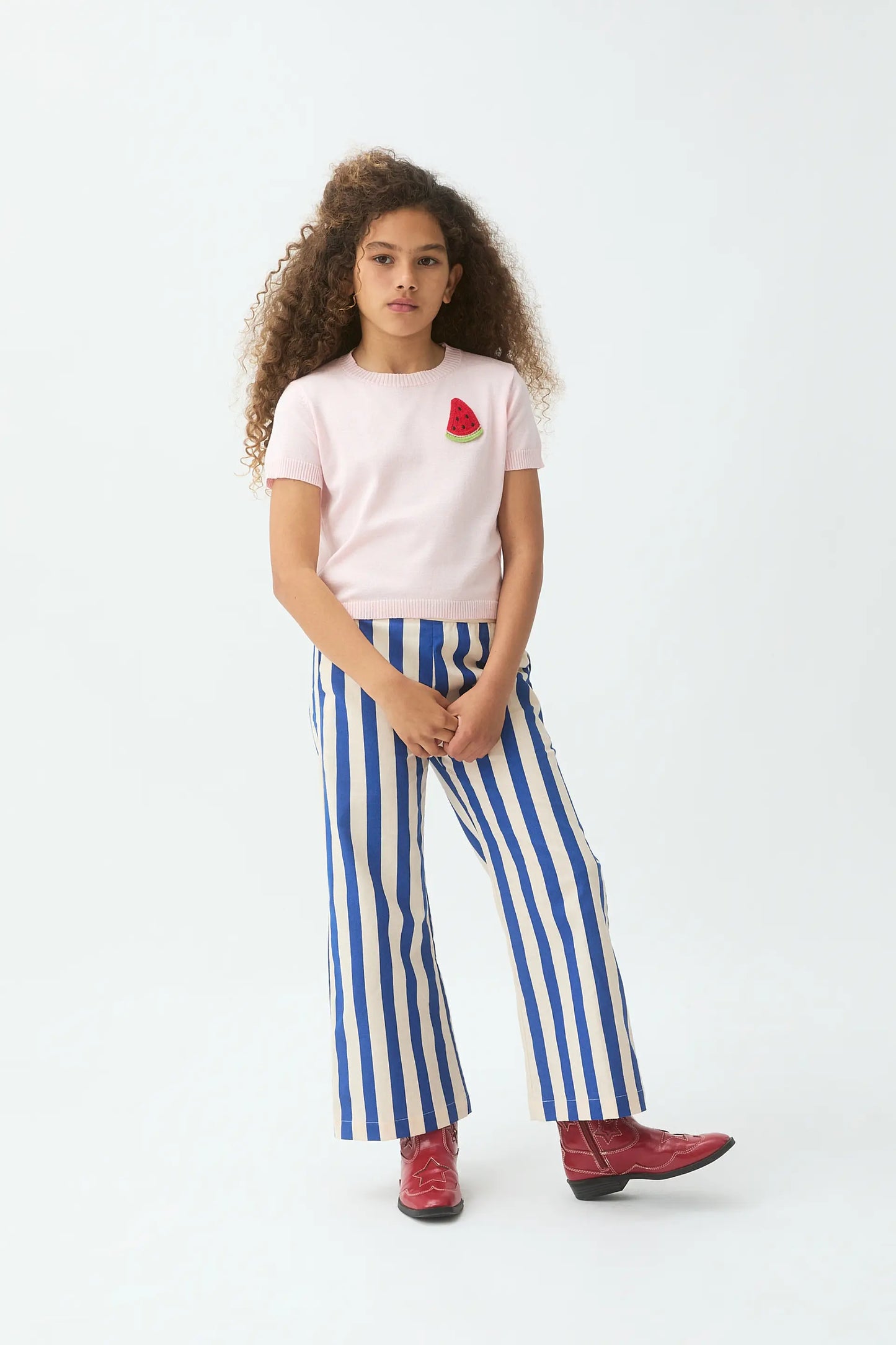 Top de punto con bordado de sandía