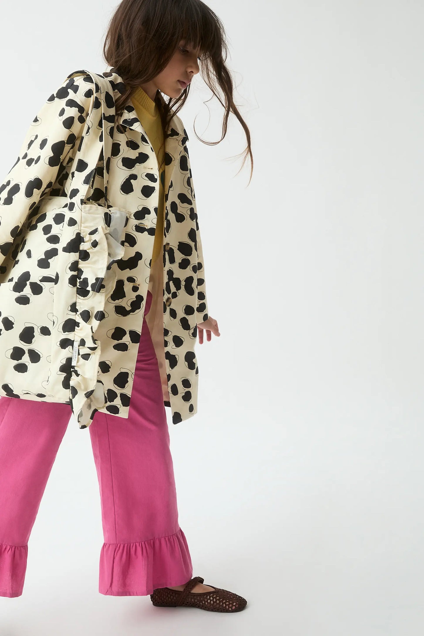 Trench da bambina con stampa dalmata