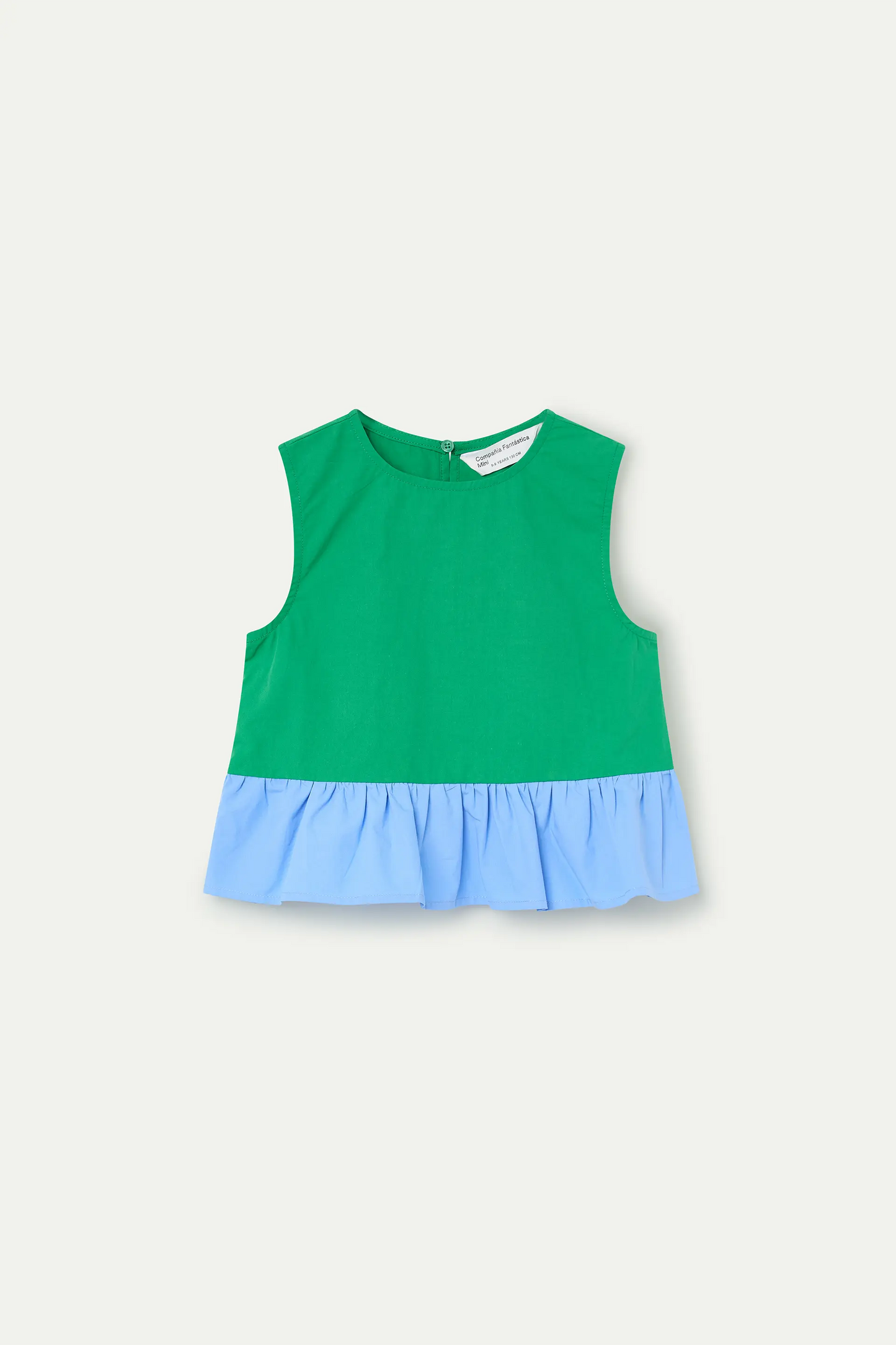 Top de niña 100% algodón bicolor verde y azul