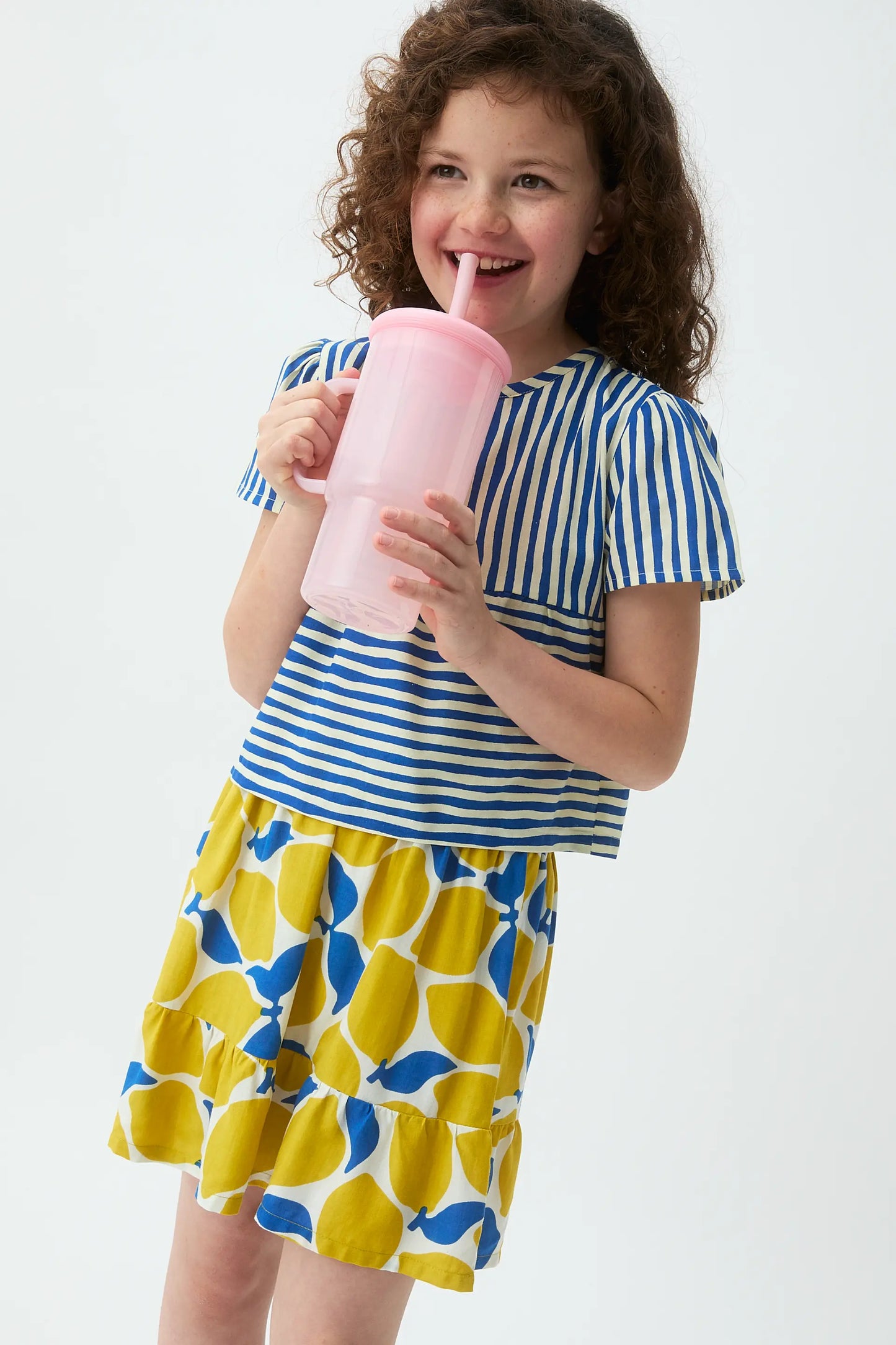 Falda corta de niña con estampado Limoncello