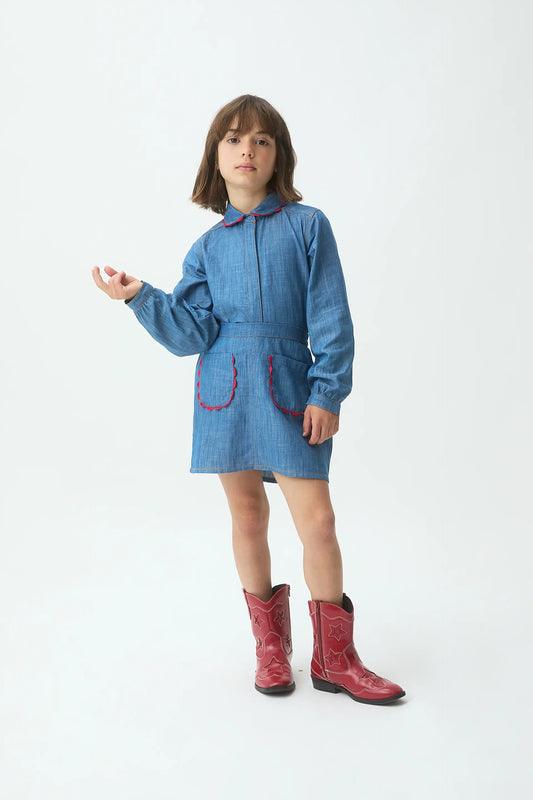 Camisa de niña 100% algodón Chambray