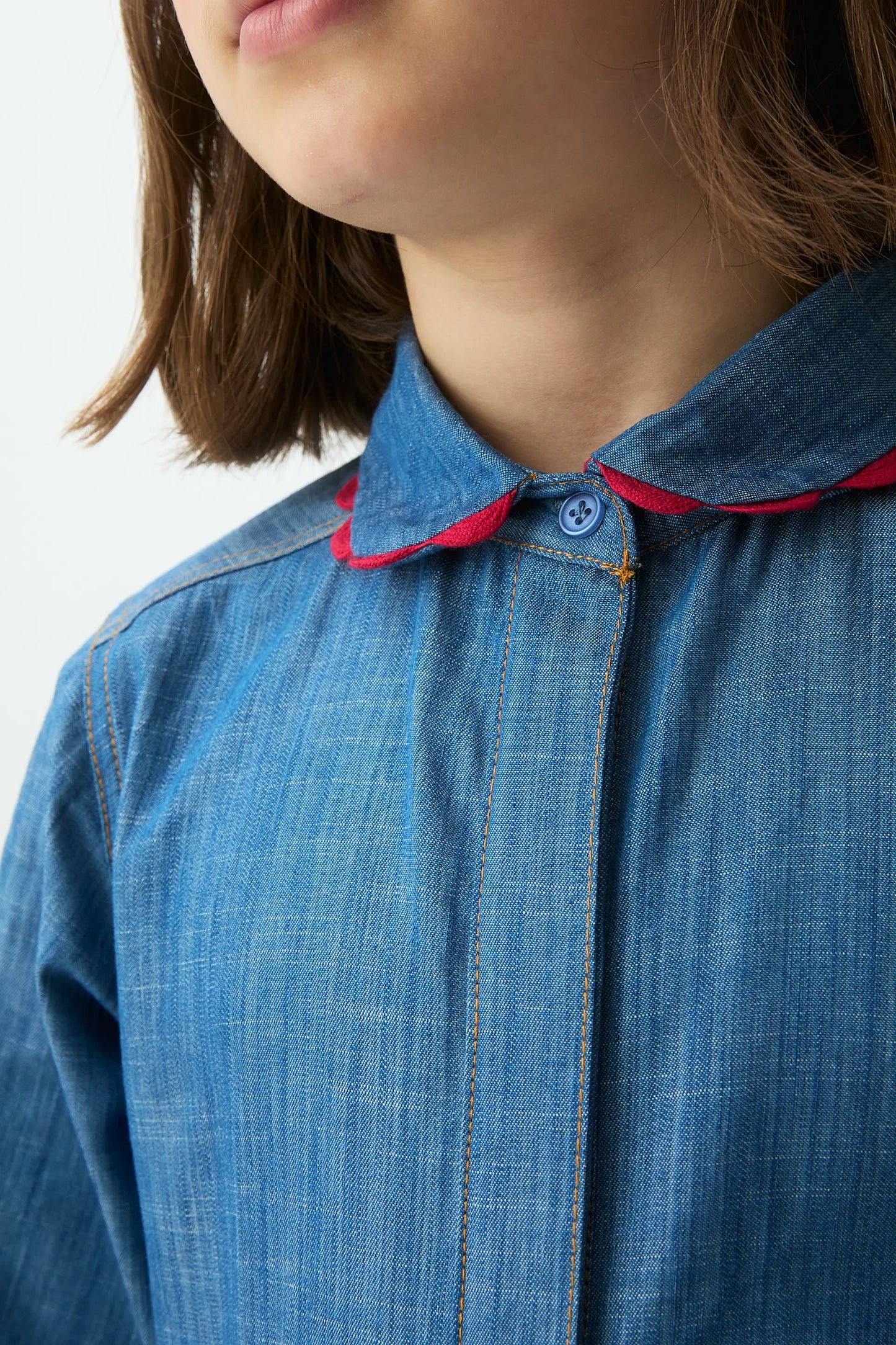 Camisa de niña 100% algodón Chambray
