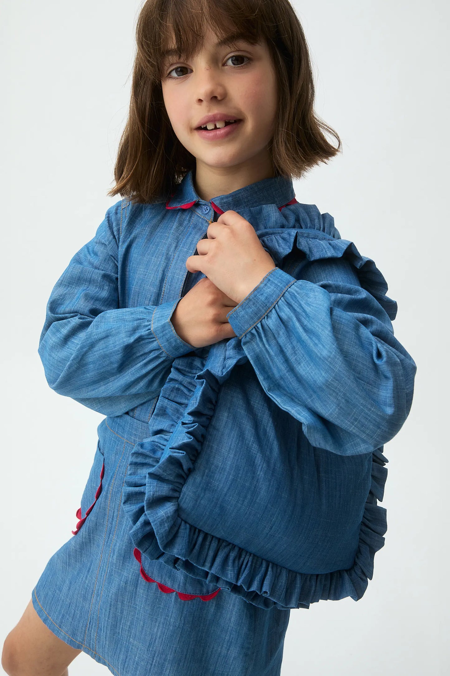 Camisa de niña 100% algodón Chambray