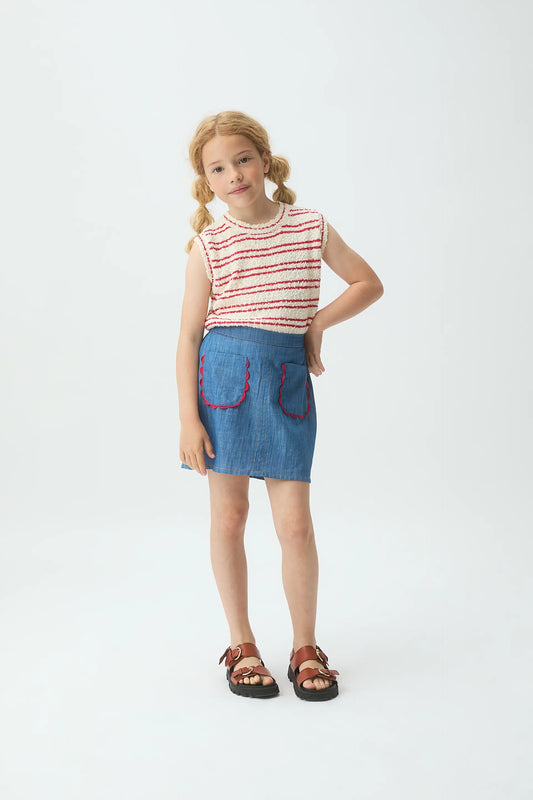 Falda corta de niña 100% algodón Chambray