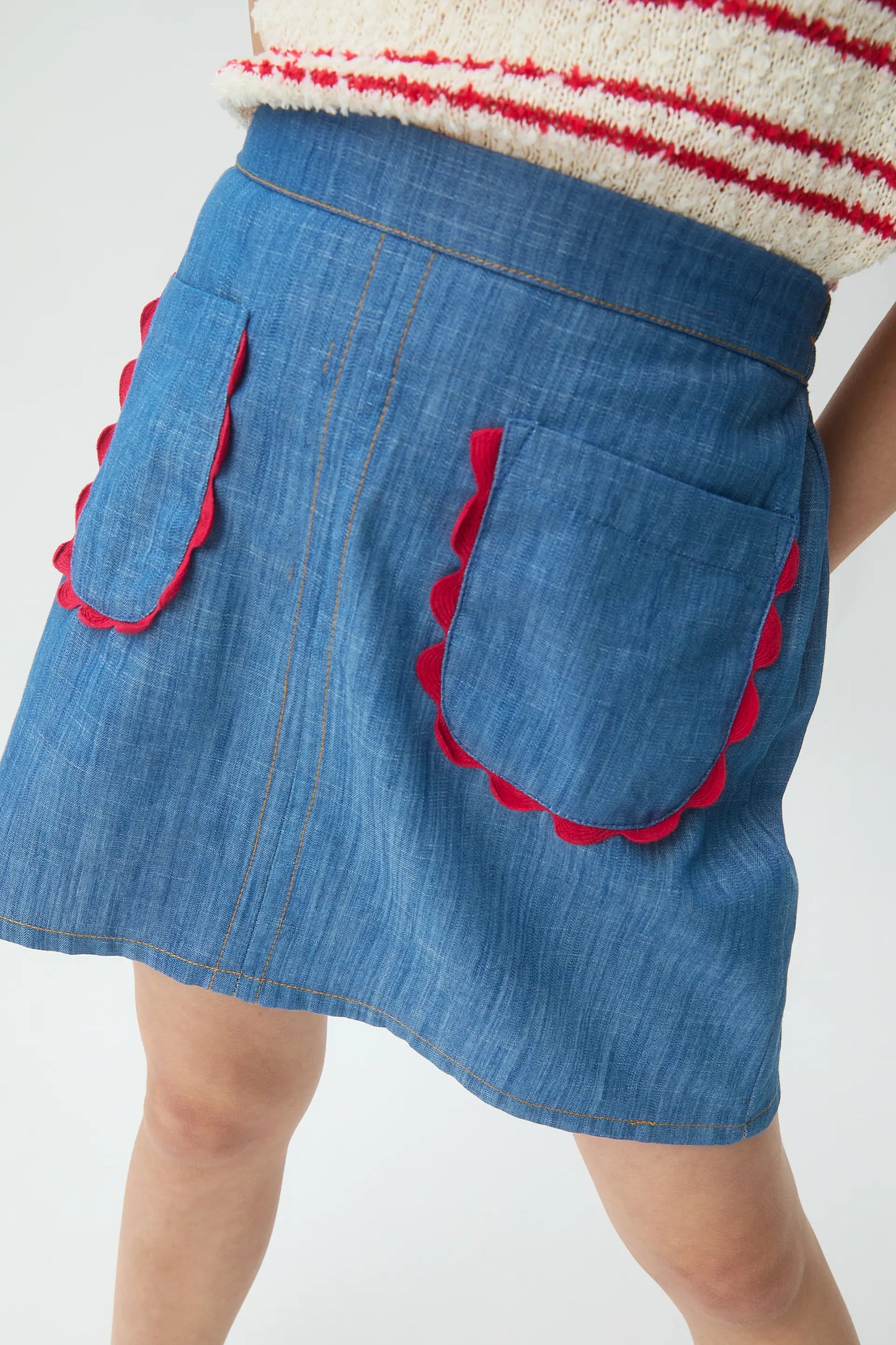 Falda corta de niña 100% algodón Chambray