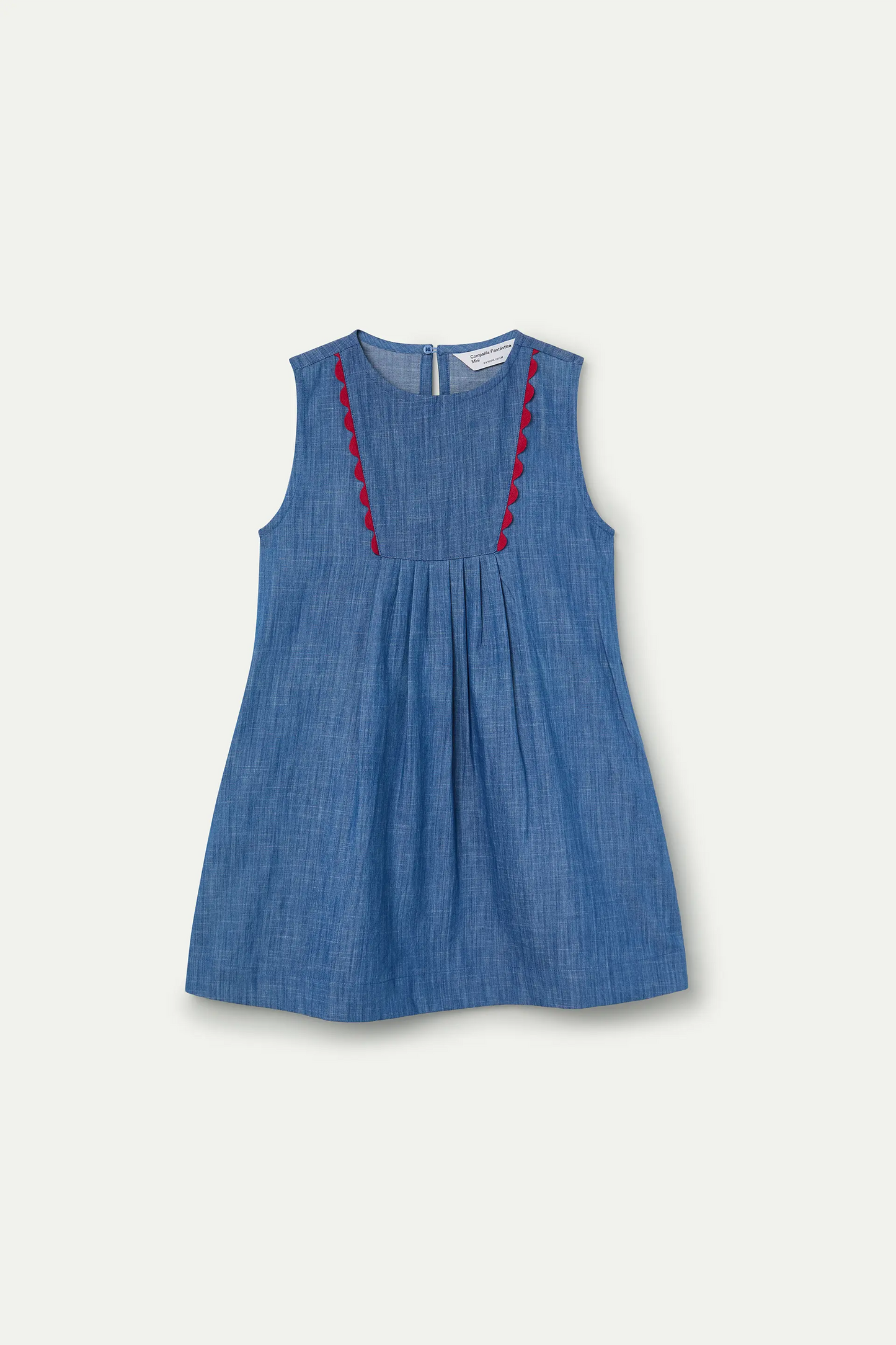 Short dress for girls, 100% cotton chambray