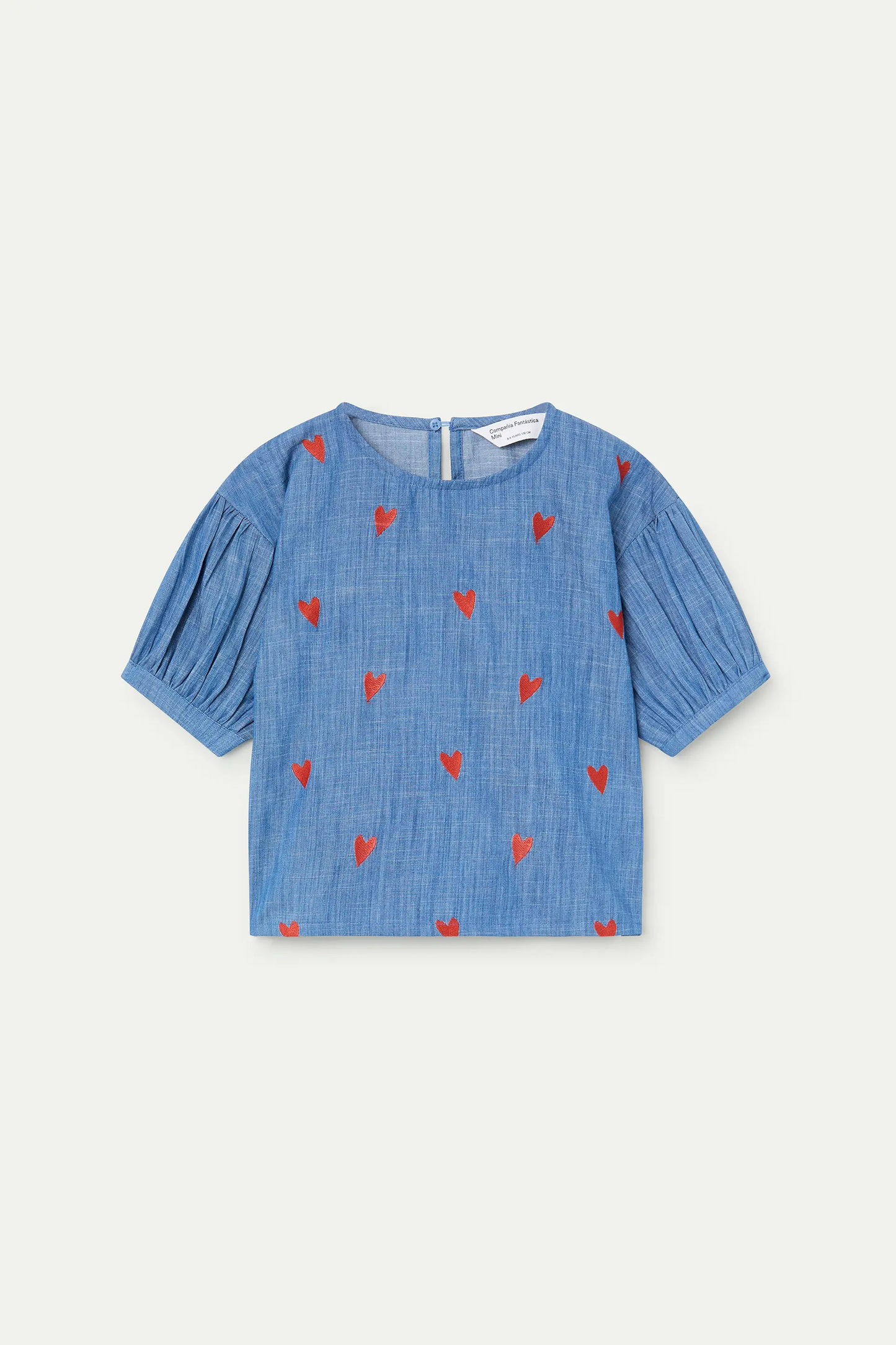 Top de niña 100% algodón Chambray con corazones