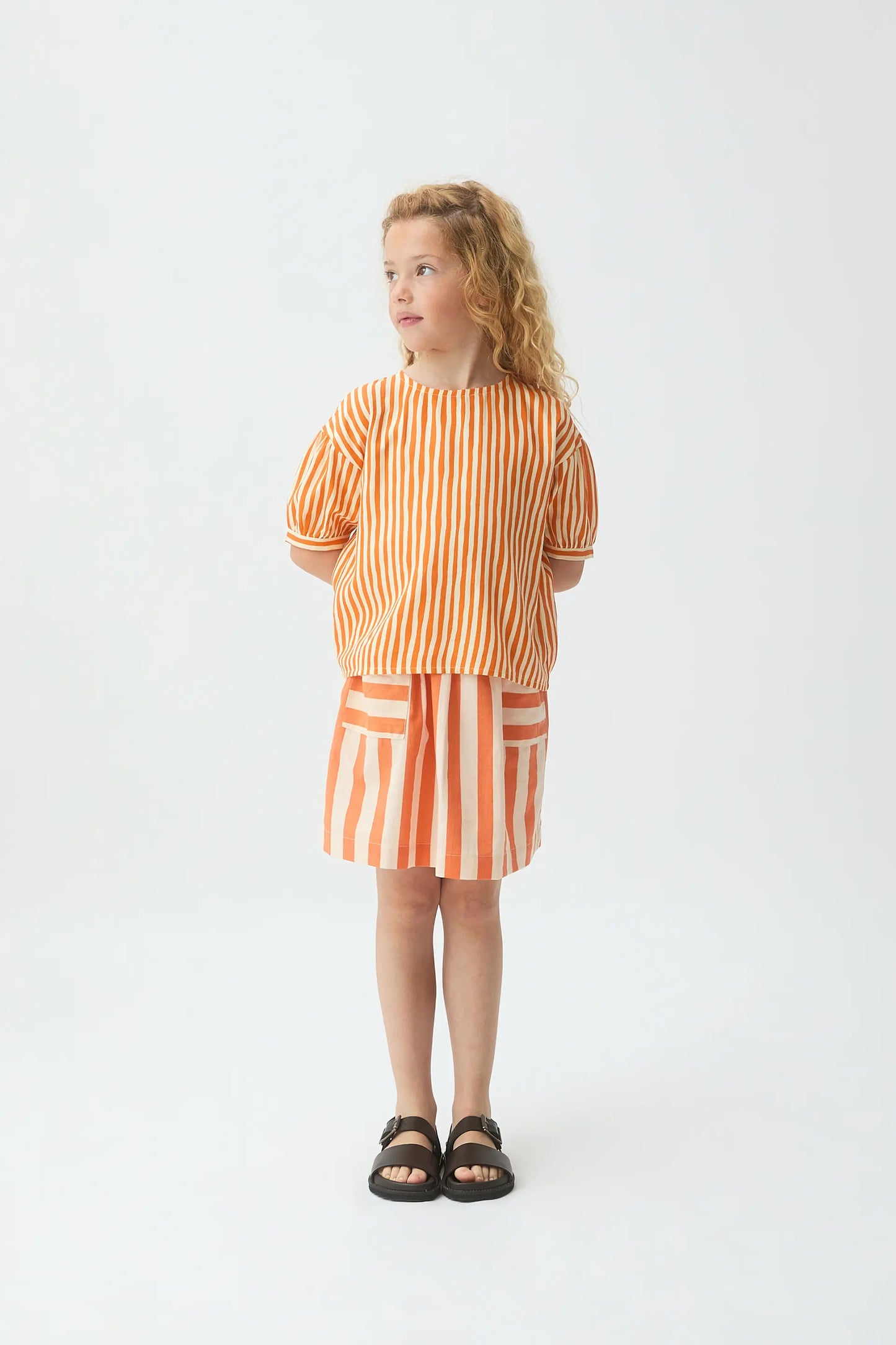 Girl's top with orange Lavagna print