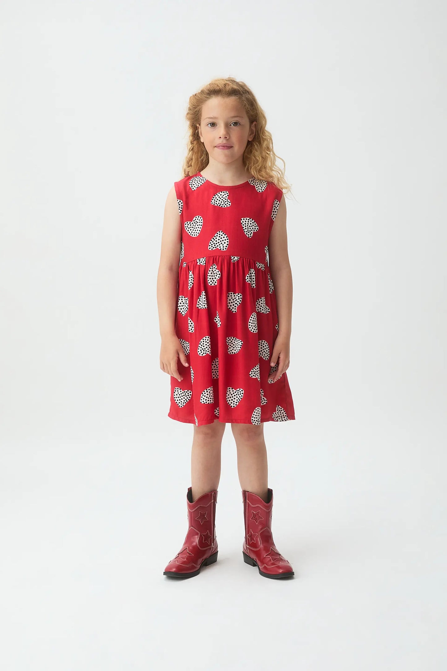 Abito corto da bambina con stampa Harmony Red