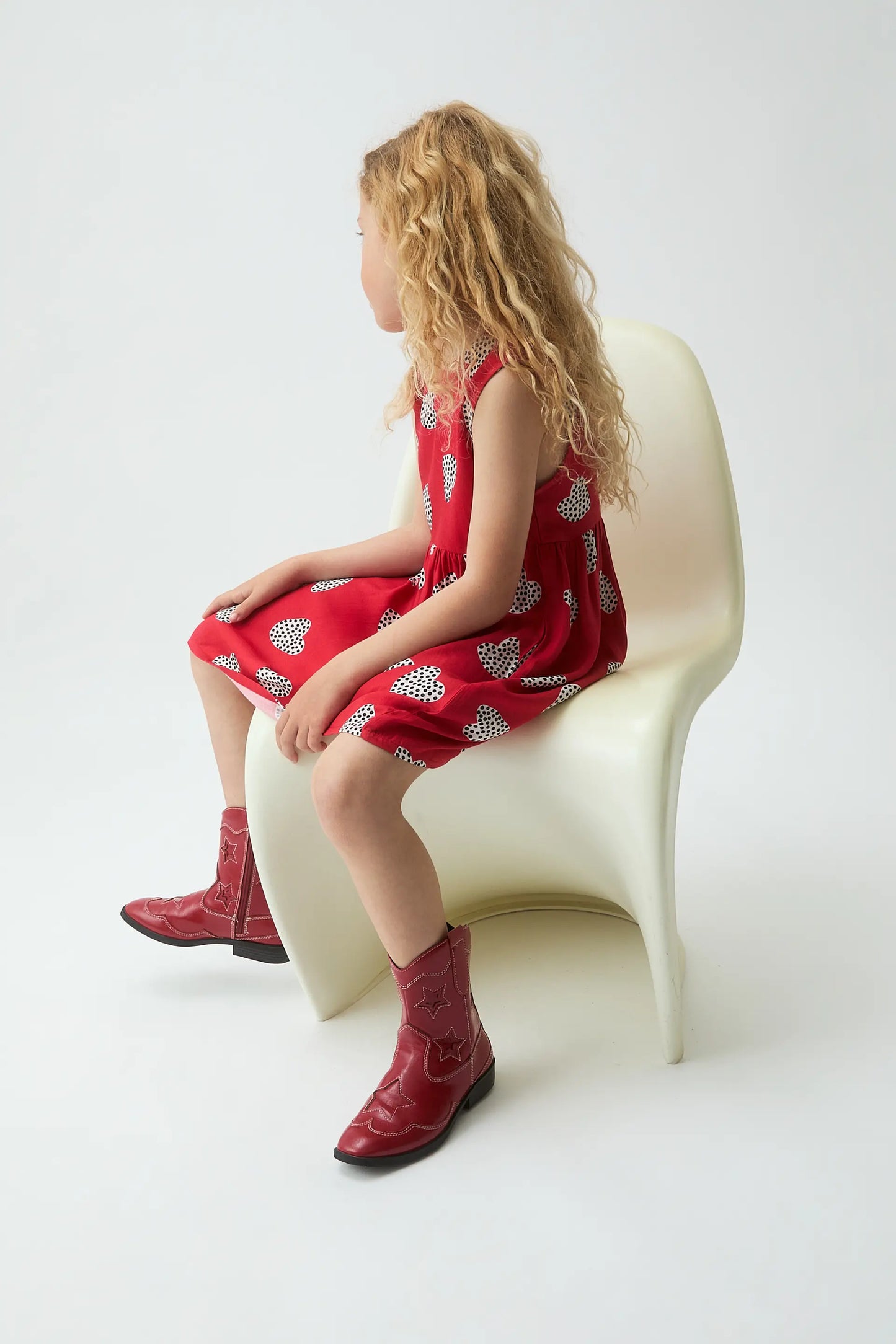 Abito corto da bambina con stampa Harmony Red