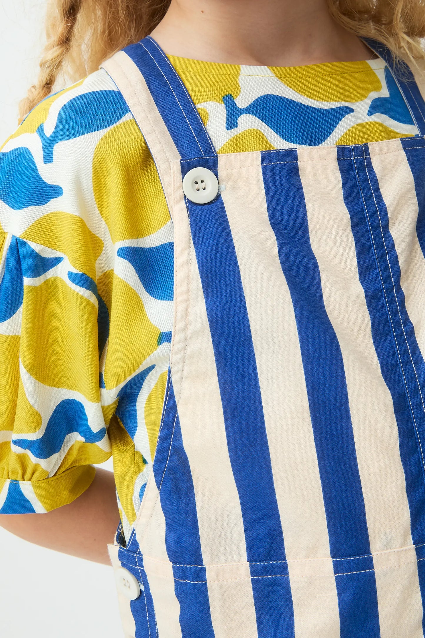 Pichi de niña con estampado Bamboo azul