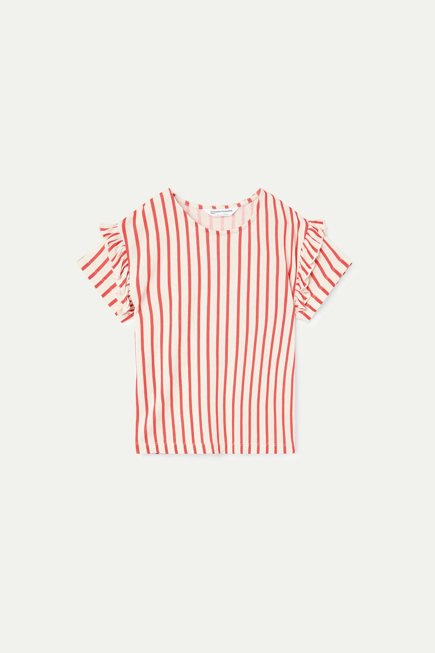 Maglietta da bambina con stampa a righe rosse