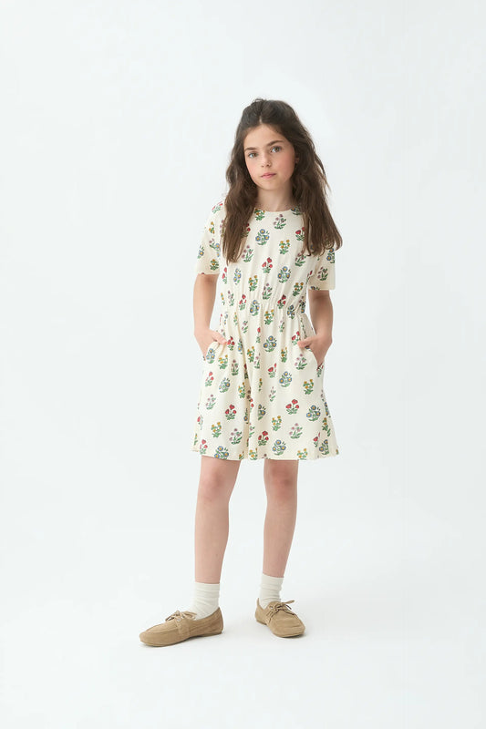 Vestido corto de niña con estampado Gardener