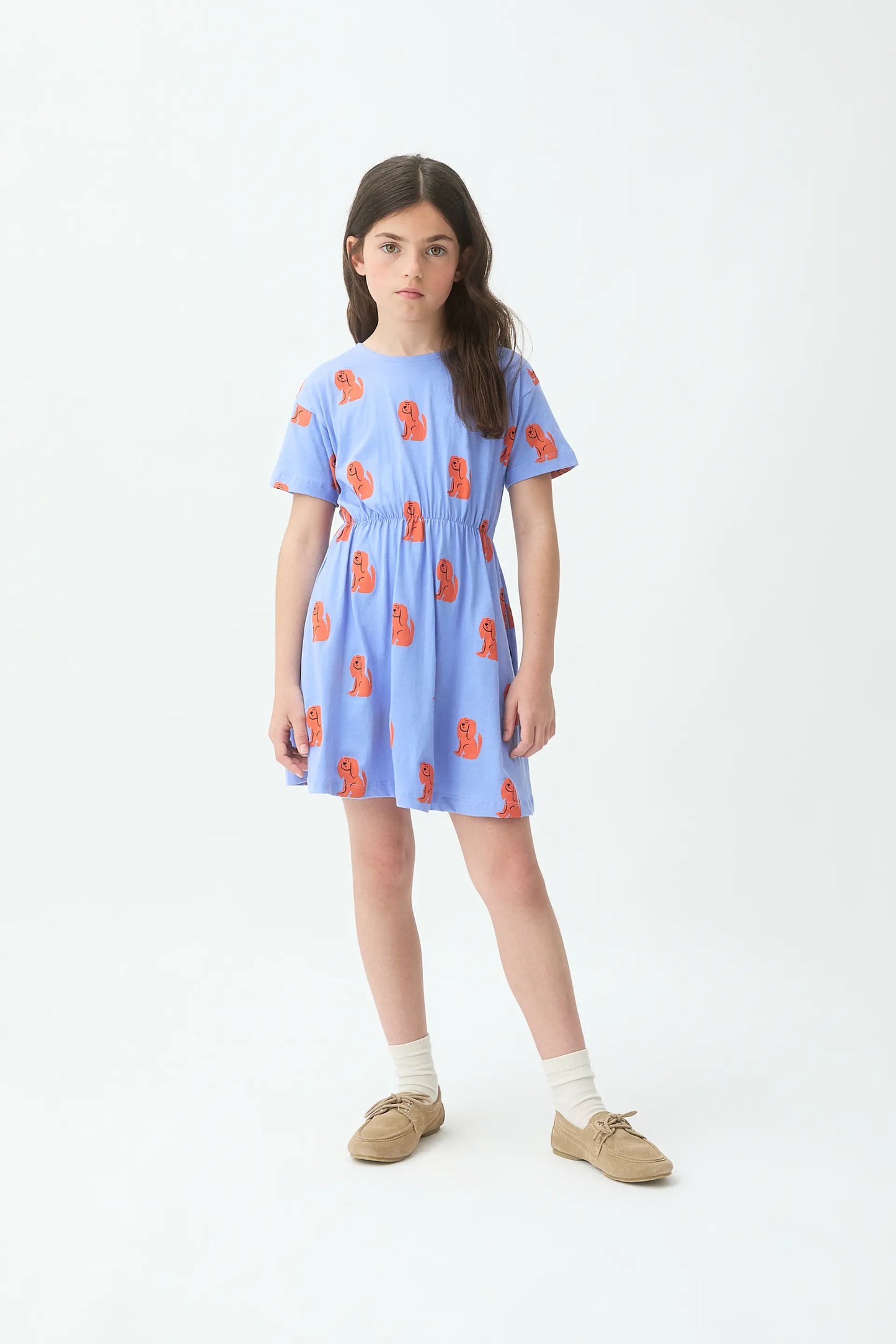 Vestido corto de niña con estampado de perrito