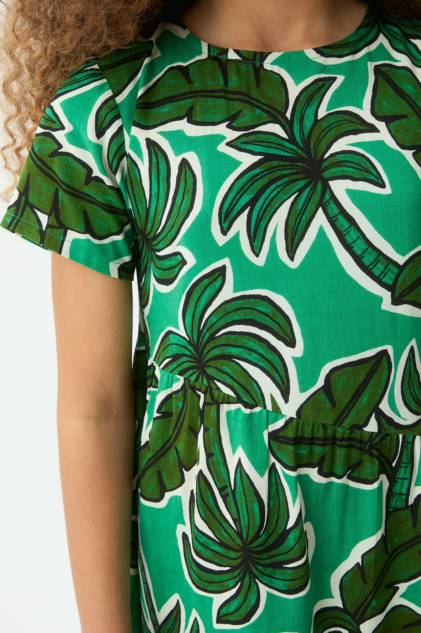 Short dress for girls with Palm Tree print