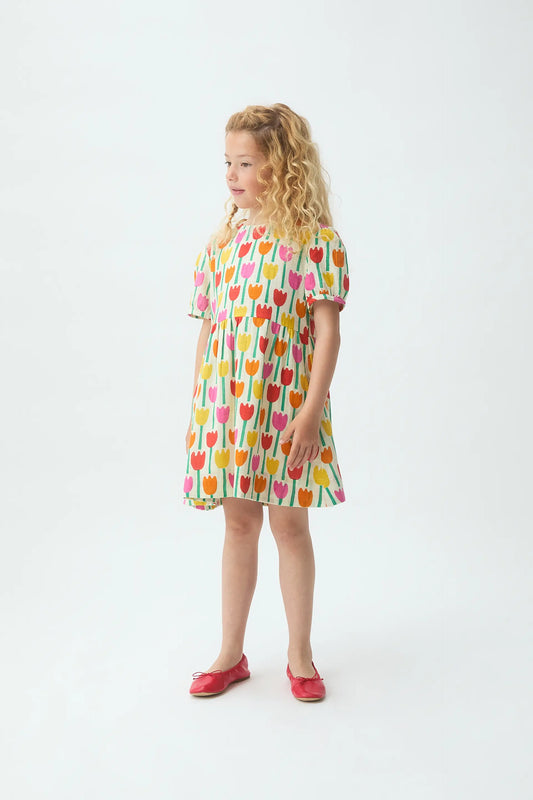 Vestido corto de niña con estampado Tulipa