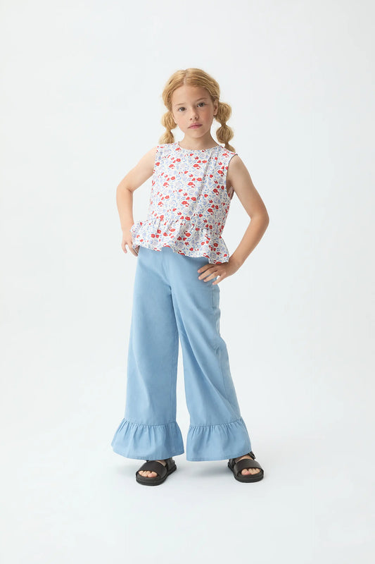 Pantalón de niña 100% algodón azul