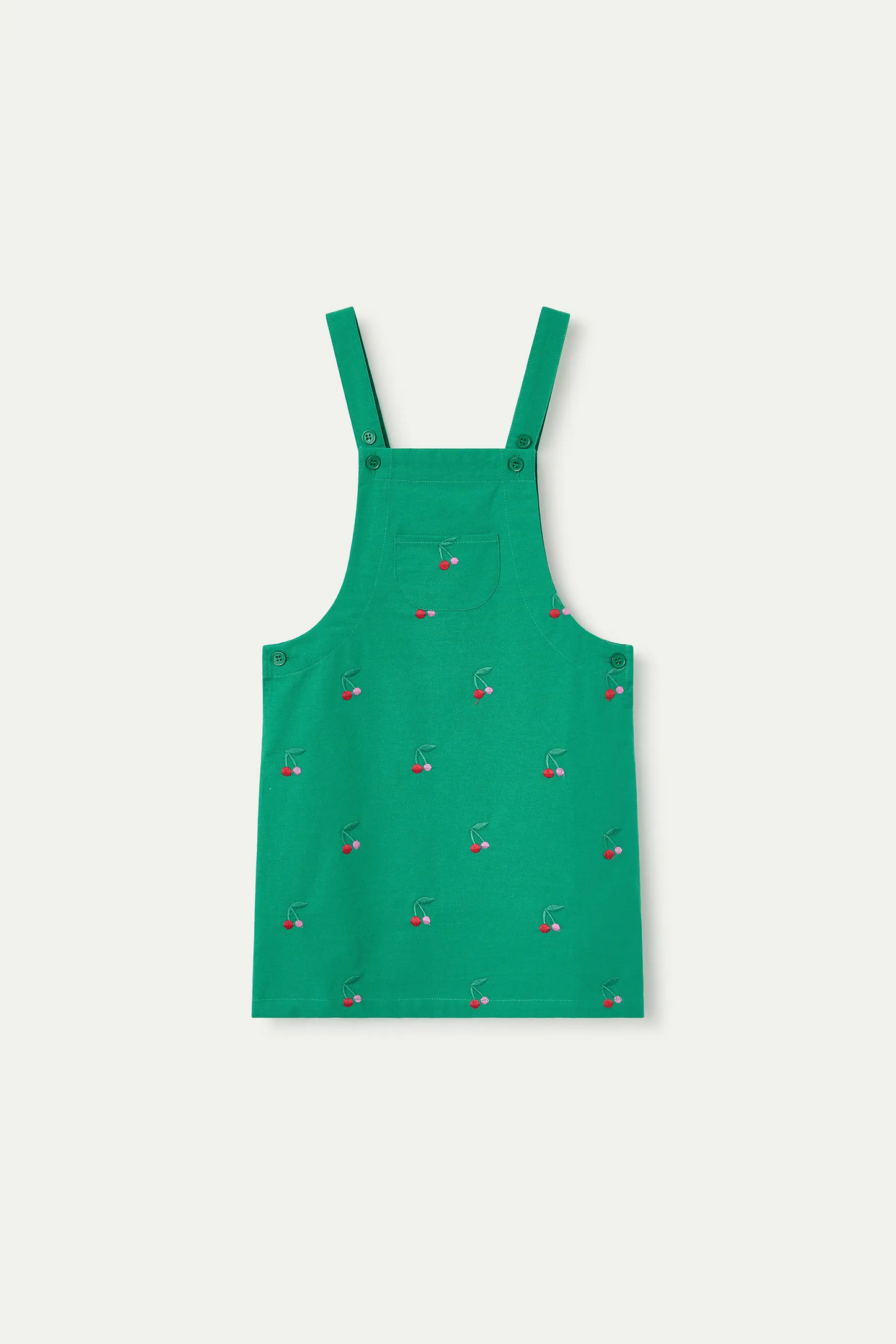 Girls' pinafore dress, 100% cotton with Cherries print