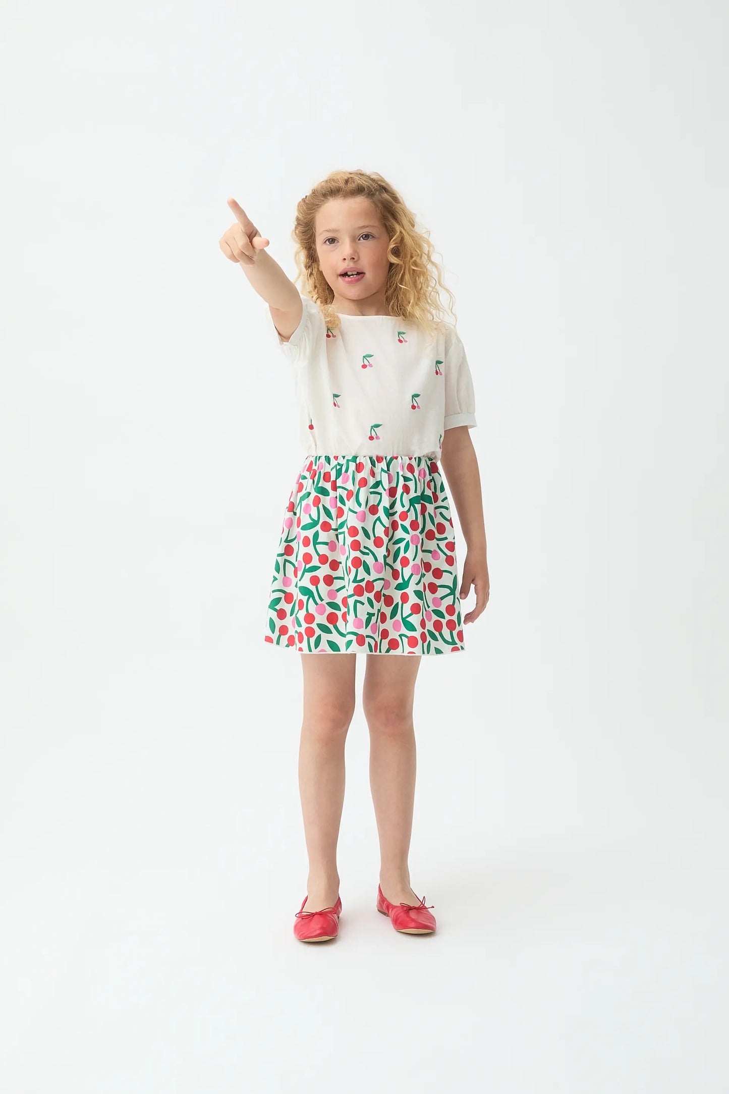 Girls' 100% cotton top with Cherries print