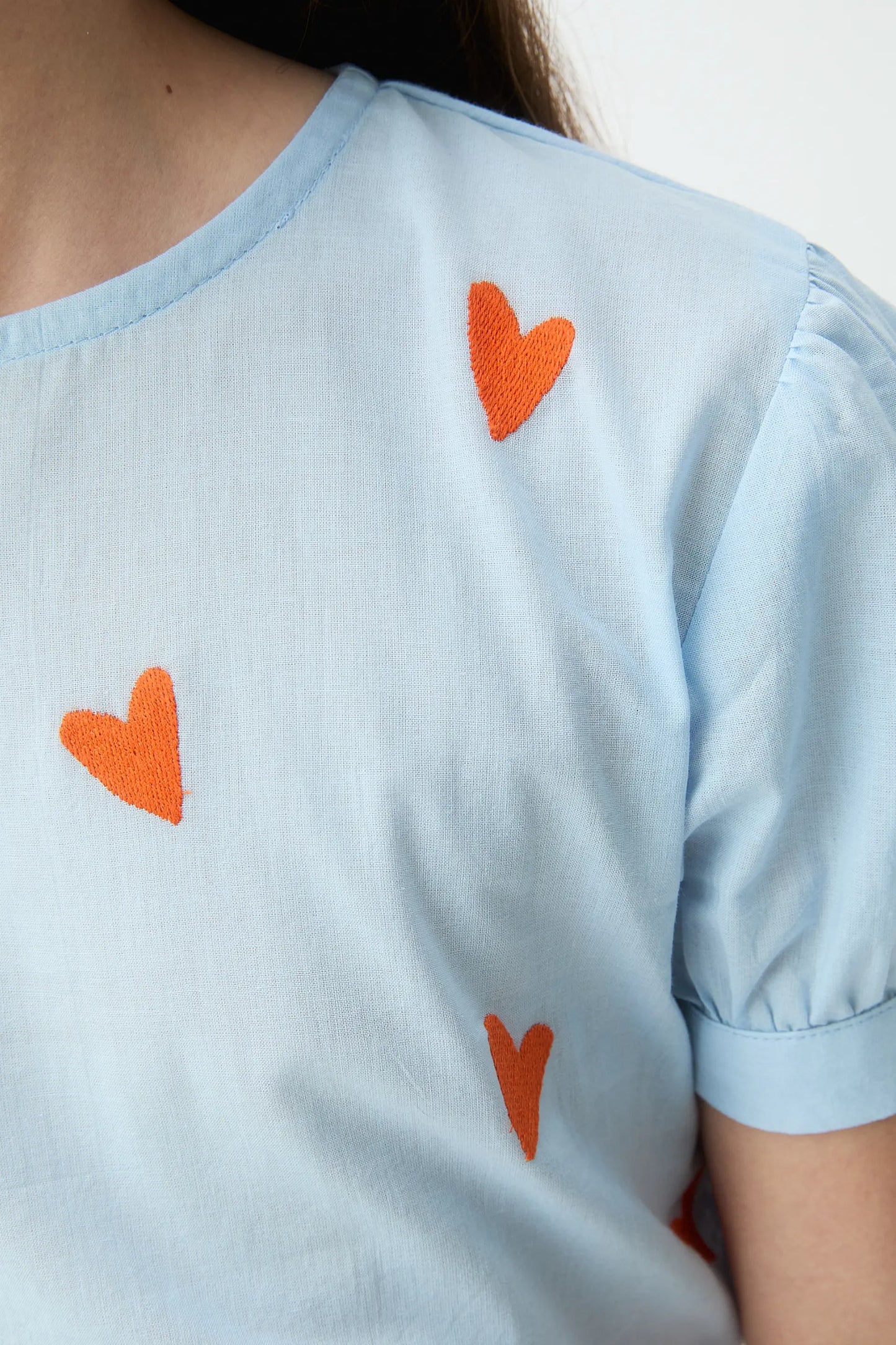 Girls' 100% cotton top with Hearts print