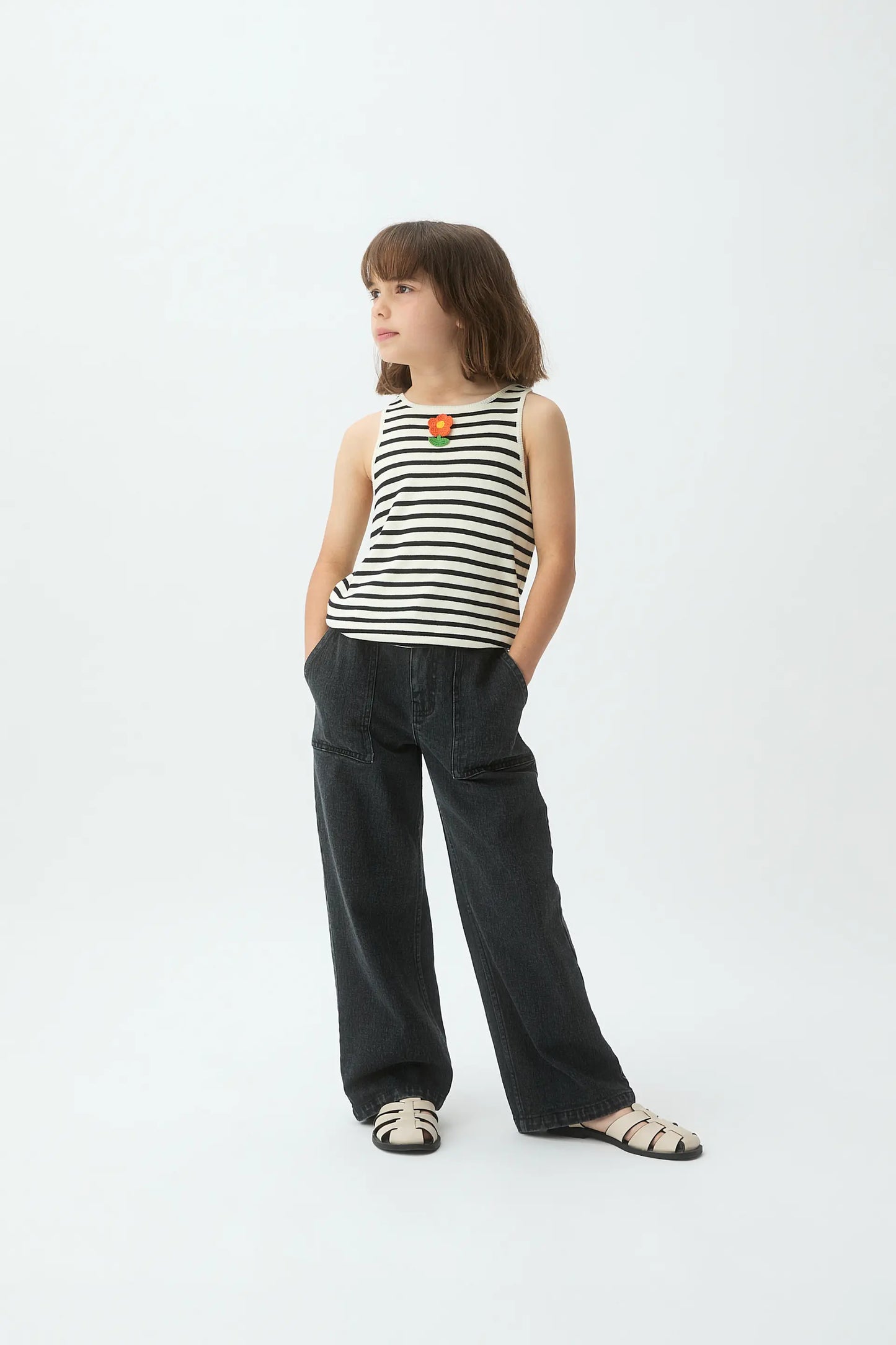 Jeans neri in denim da bambina