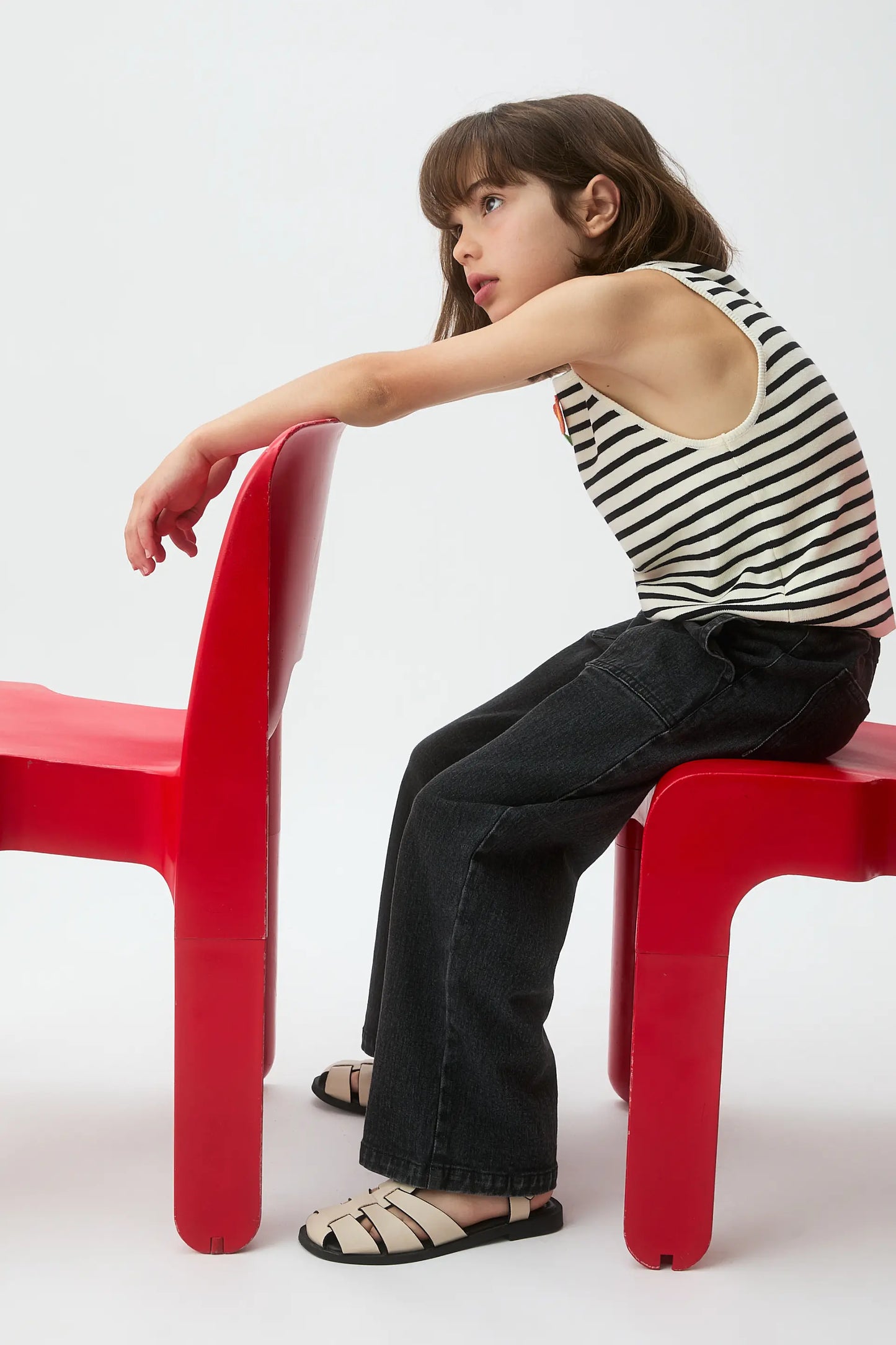 Jeans neri in denim da bambina