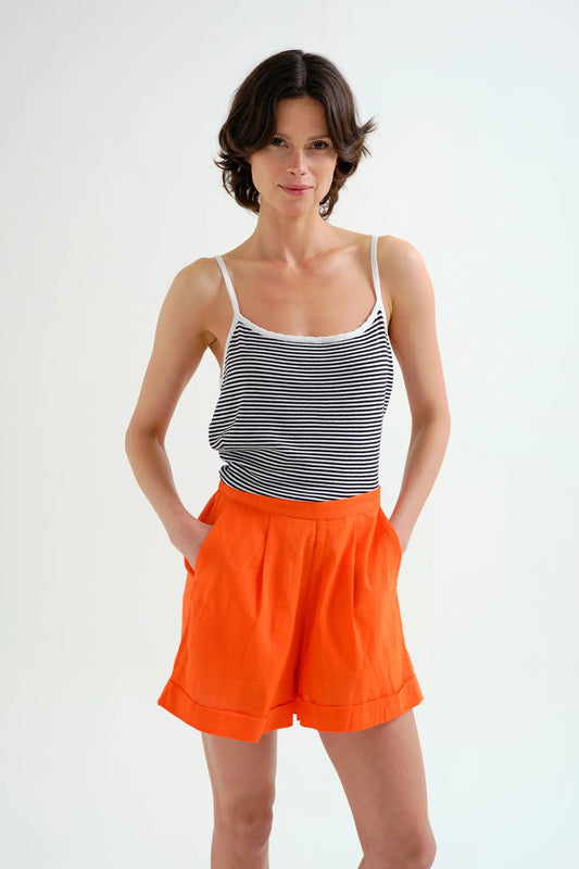 Top with black and white striped print