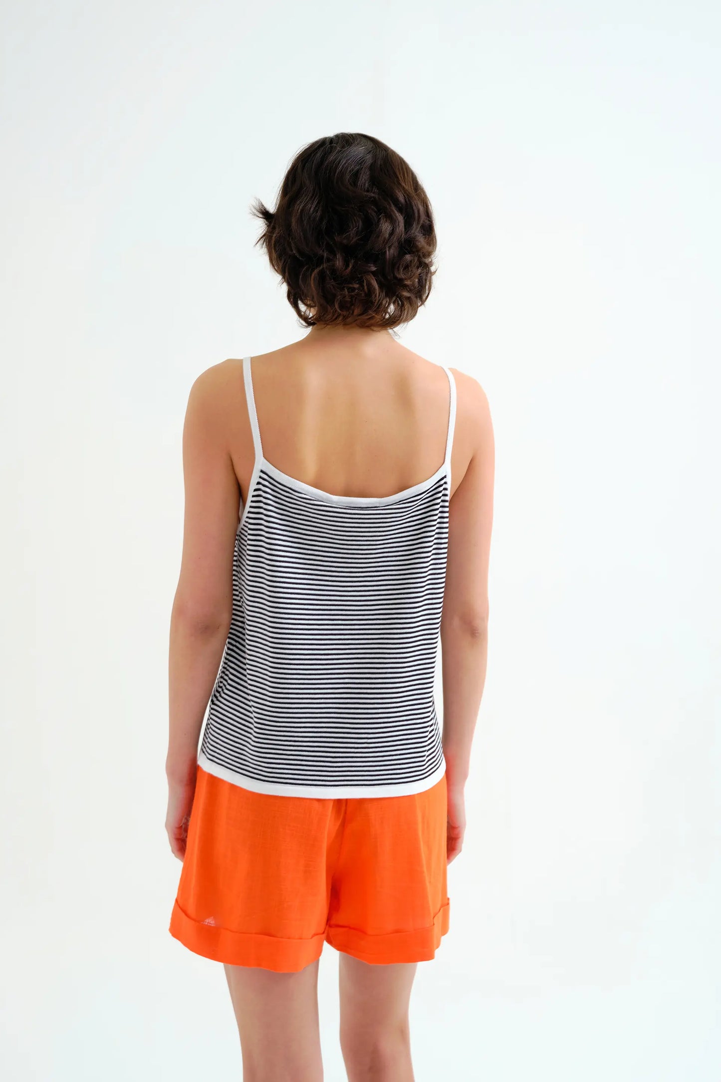 Top with black and white striped print