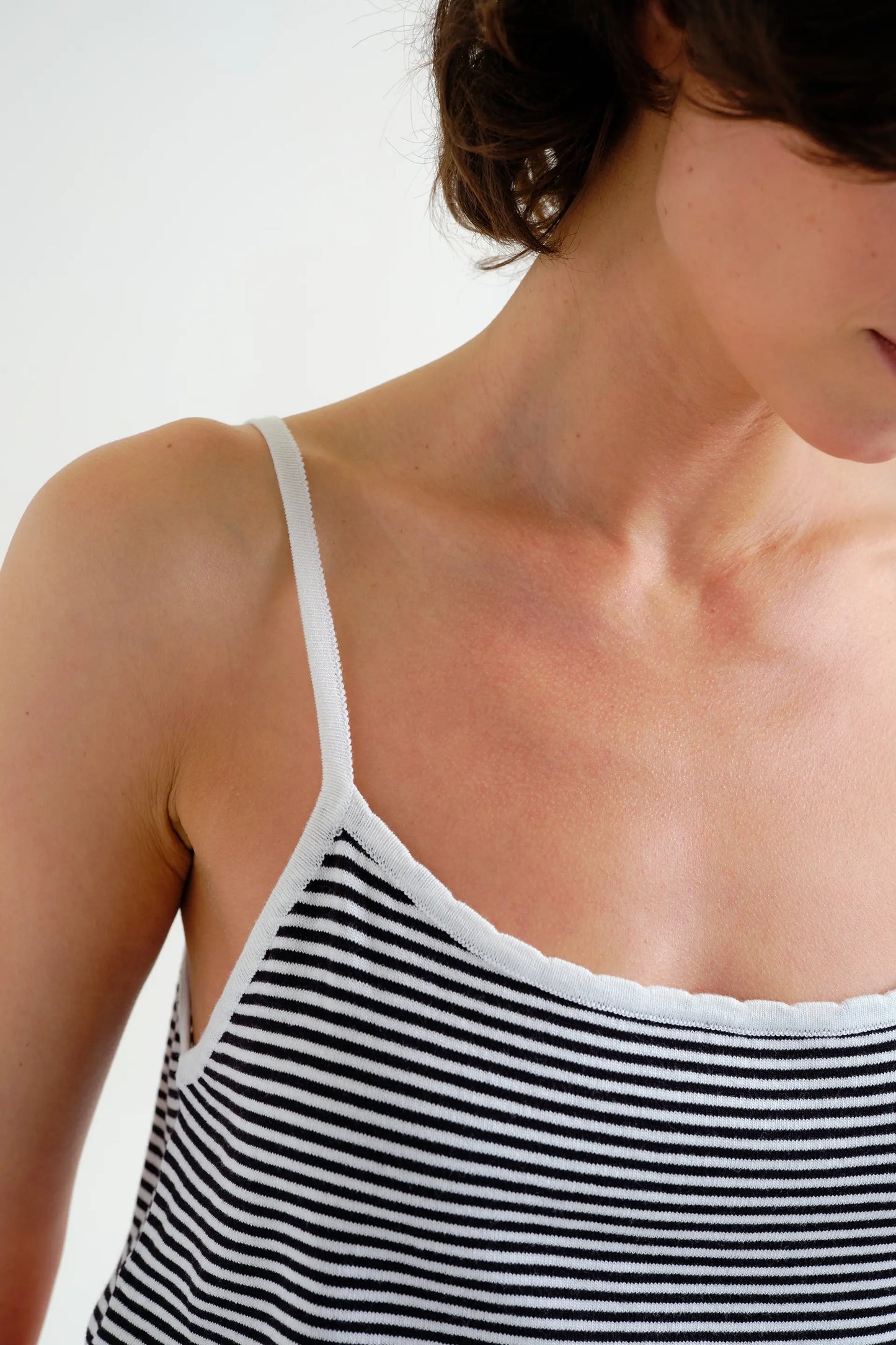 Top with black and white striped print